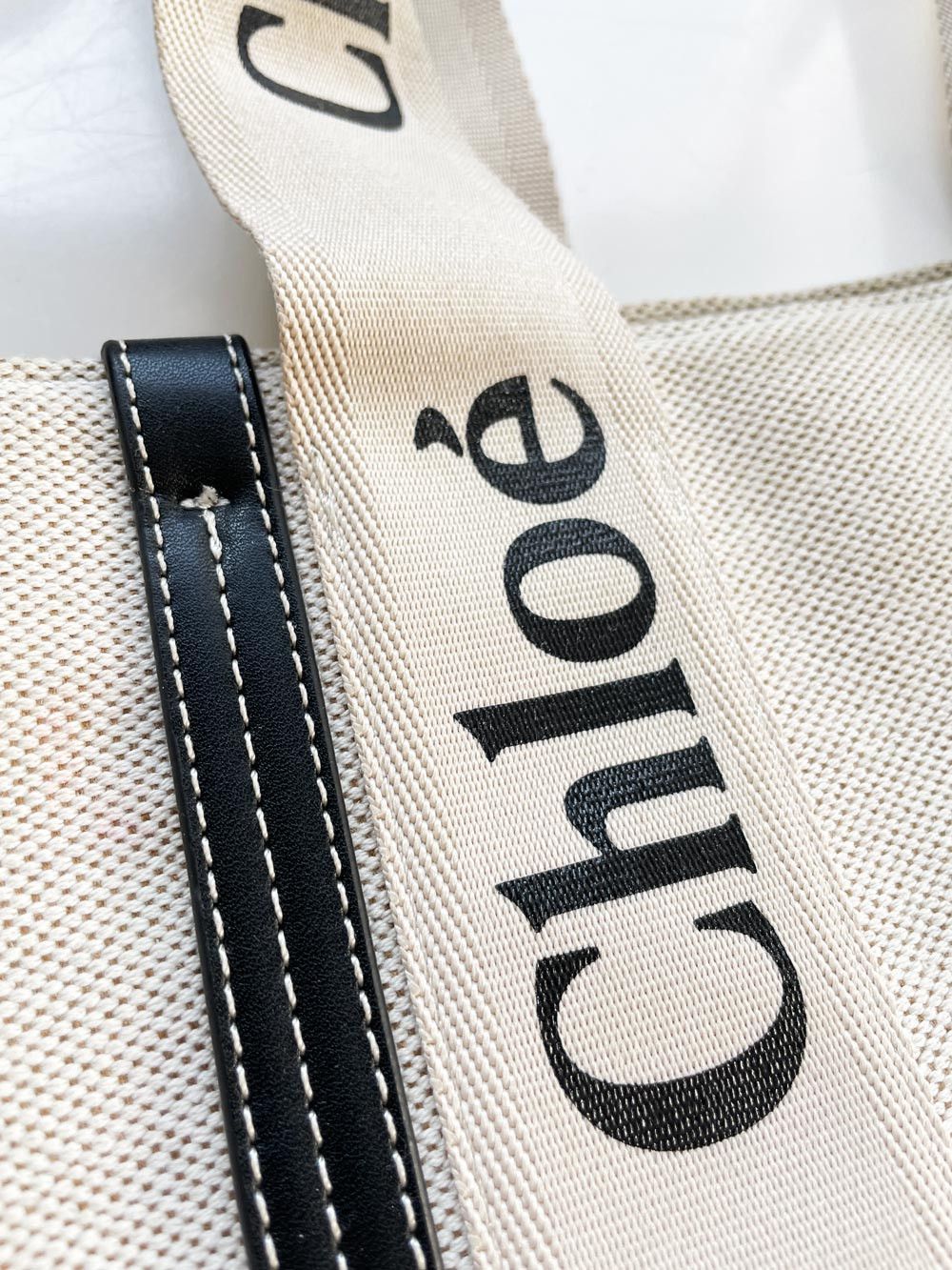 Chloe chloe medium woody linen tote bag Size ONE SIZE - 3 Thumbnail