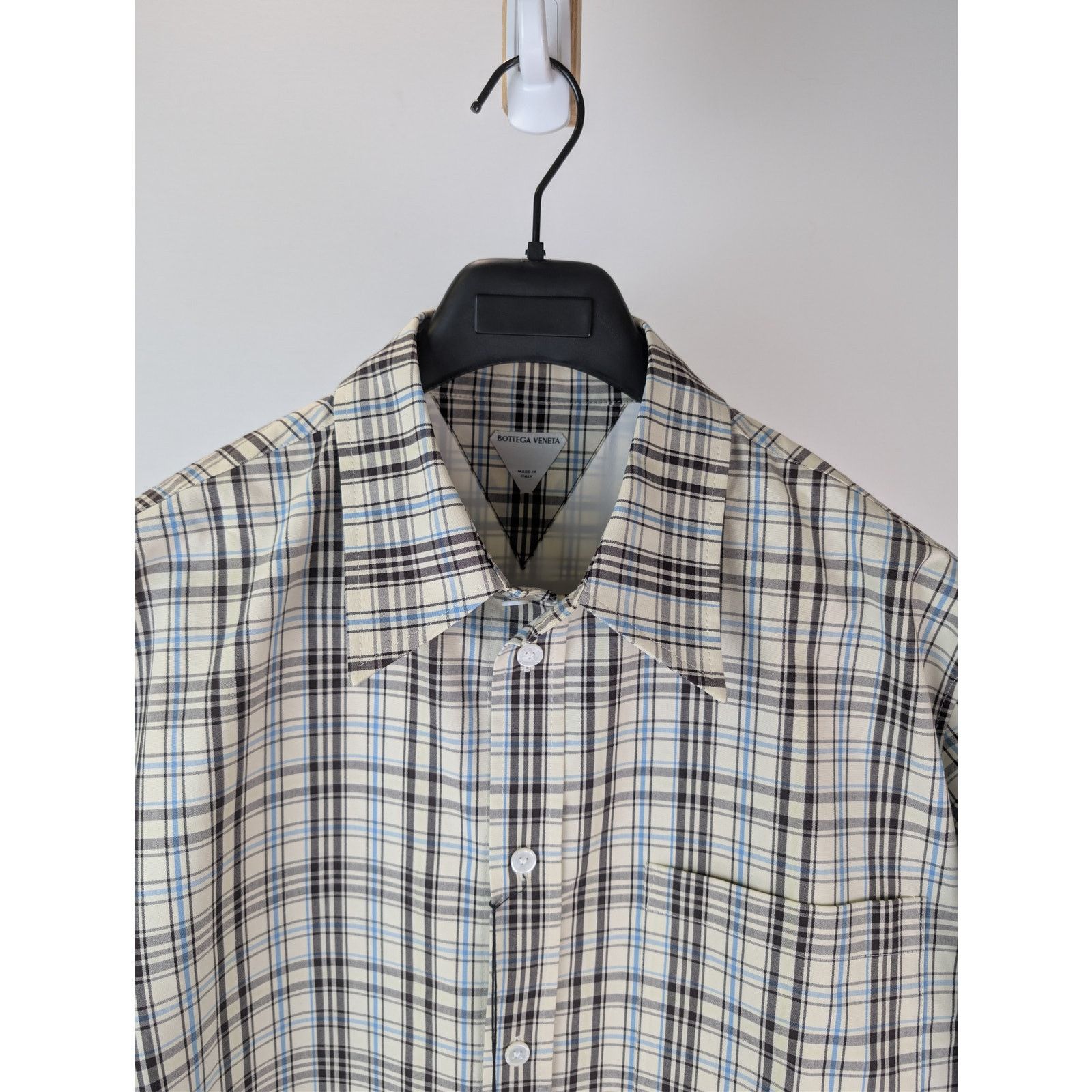 Bottega Veneta o1rshd1 Bold Check Composition Cotton Shirt Chalk / Fondant Size US M / EU 48-50 / 2 - 7 Thumbnail