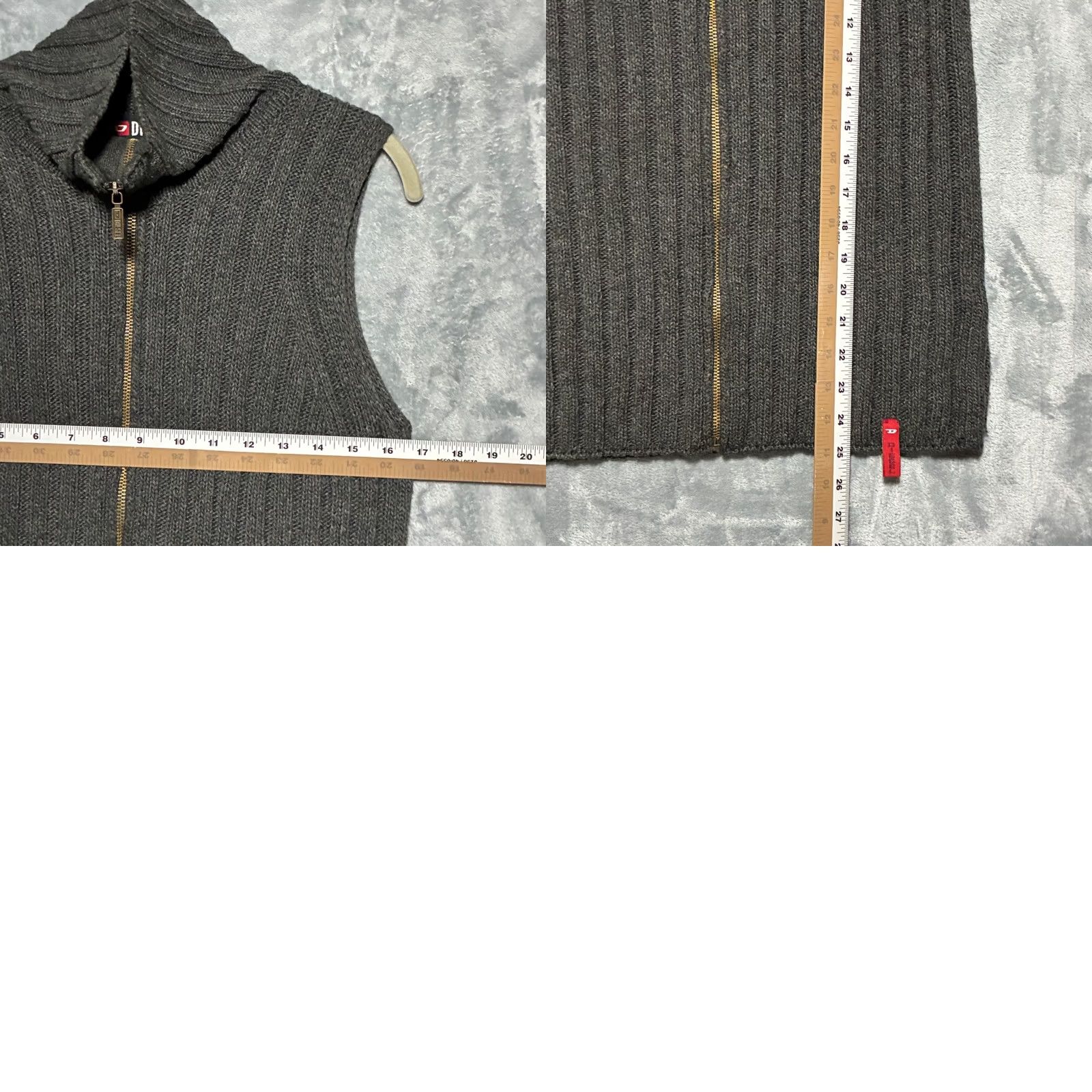 Diesel VINTAGE Diesel Ribbed Knit Full Zip Sweater Vest Charcoal Grey Made in Italy Small Womens Size S / US 4 / IT 40 - 8 Thumbnail