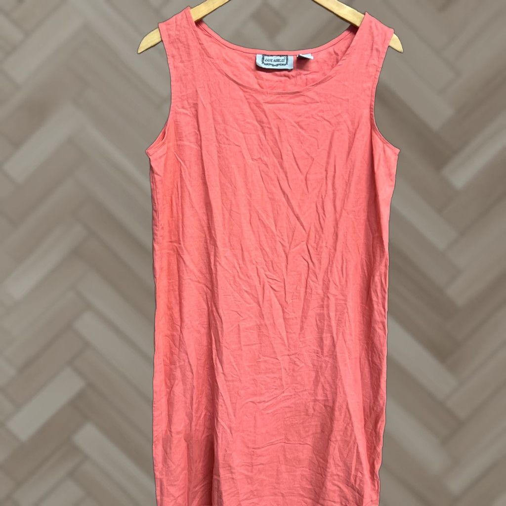 Vintage Jane Ashley Ladies Orange Linen Rayon Dress Midi Sleeveless Size M Orange Women Dress 20" Pit to Pit Midi 1970s? Size M / US 6-8 / IT 42-44 - 1 Thumbnail