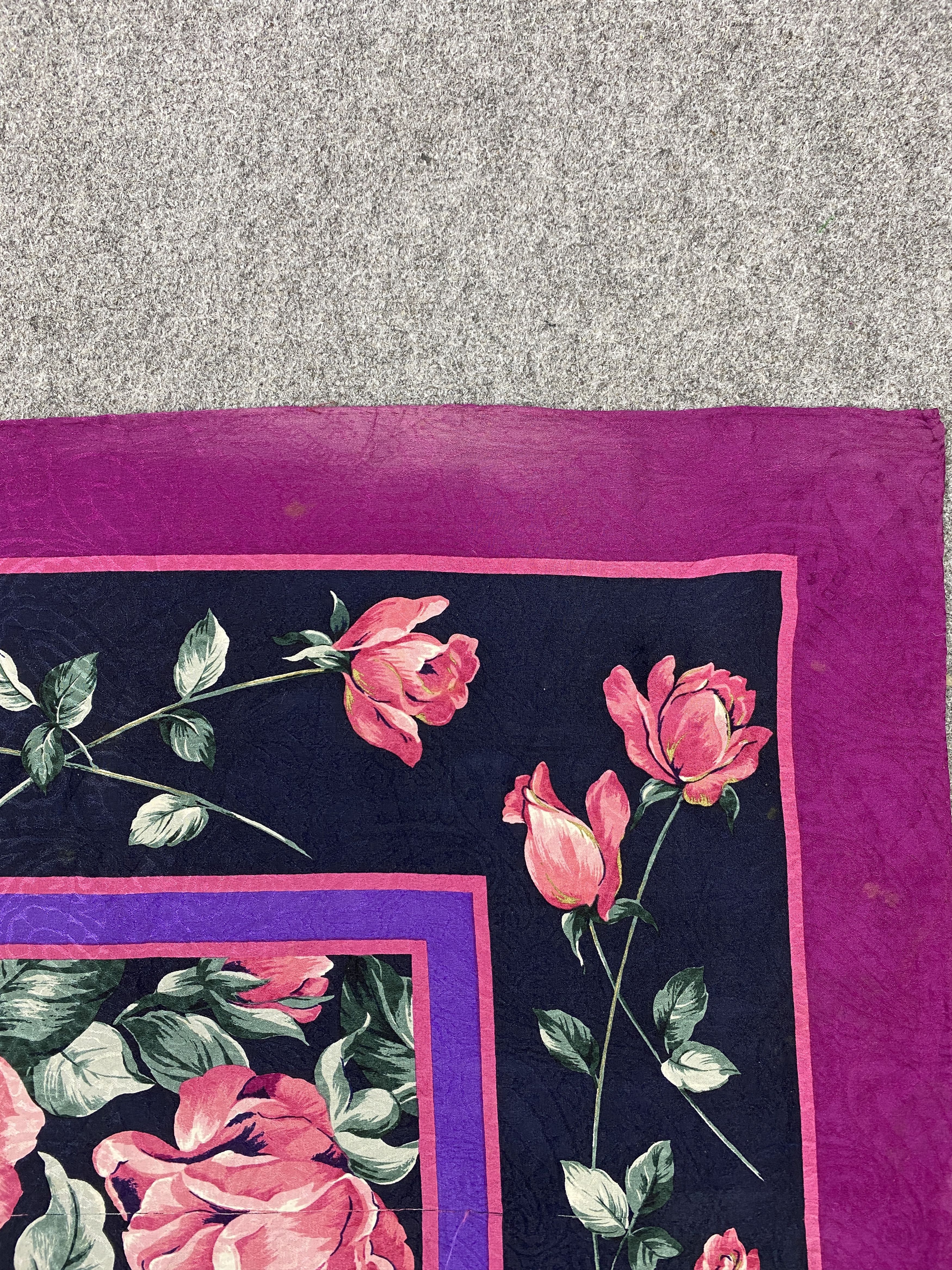 Lui di Lancetti Vintage 80s Lancetti Floral Silk Scarf SN0097 Size ONE SIZE - 9 Thumbnail