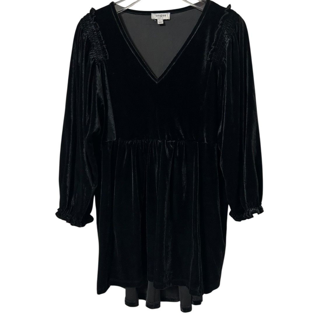 Other Umgee Black Velvet Baby Doll Dress Tunic Top - Women's Size Size L / US 10 / IT 46 - 2 Thumbnail
