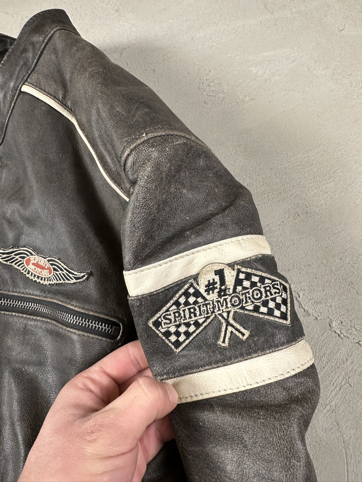 Vintage Vintage Leather Racing Patch Biker Boxy Jacket Size US XL / EU 56 / 4 - 9 Thumbnail
