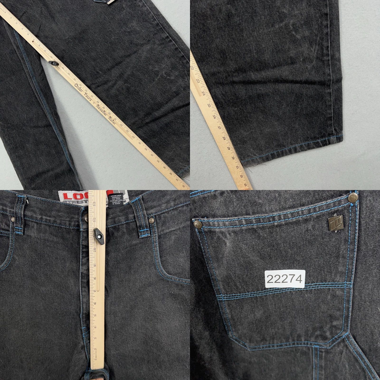 Vintage VINTAGE Loco Streetgear Jeans Mens 38x33 Baggy Carpenter Hammer Loop denim Pants Black/Charcoal Size US 38 / EU 54 - 9 Thumbnail