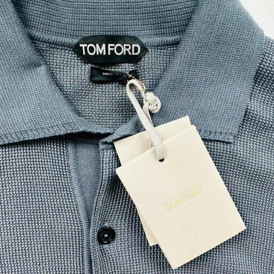 Tom Ford TOM FORD Long Sleeve Polo Silk Cotton NEW Size 50 Blue Grey Size US M / EU 48-50 / 2 - 2 Thumbnail