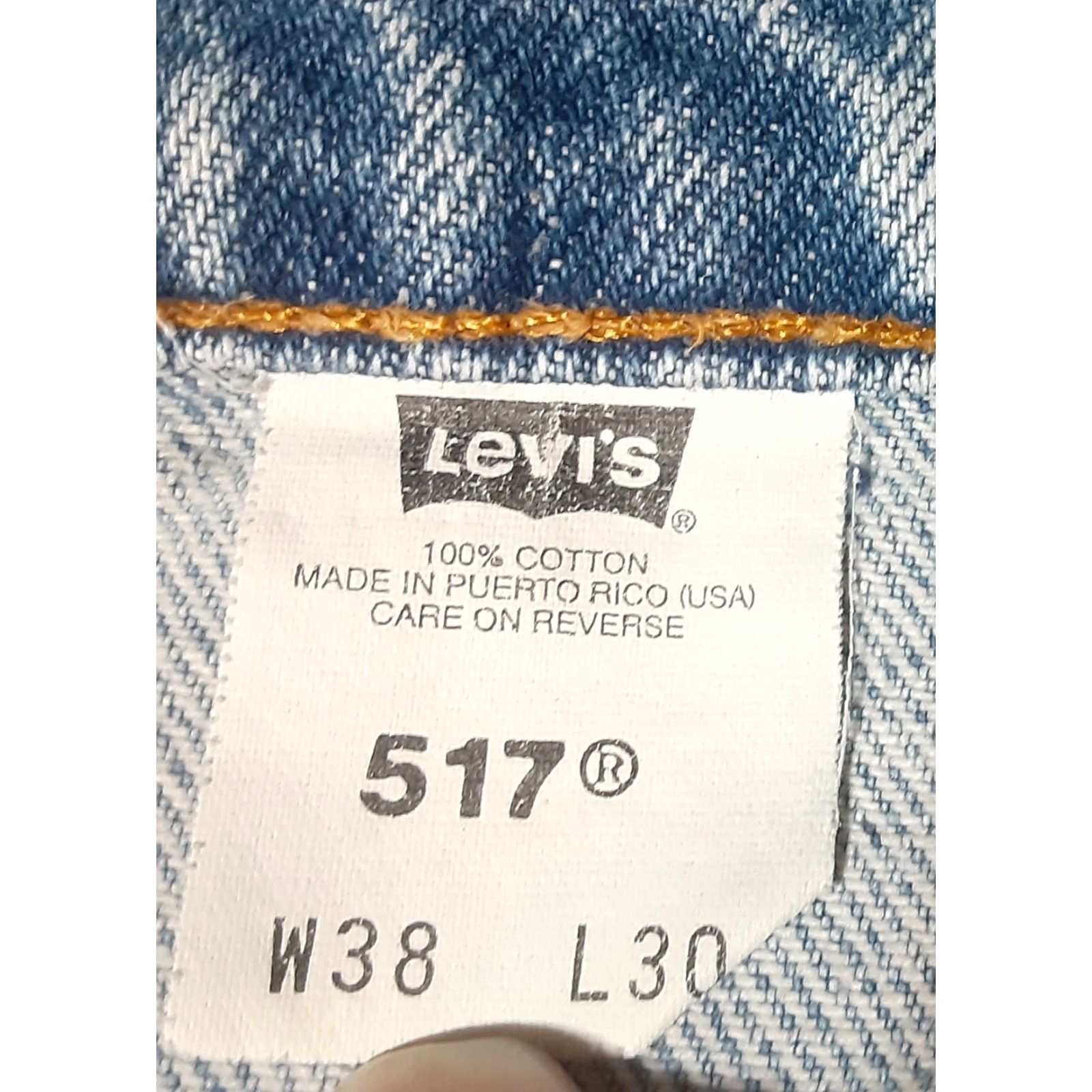 Levi's Vintage 90s Levis 517 Jeans 37x28 Orange Tab Denim Distressed USA Mens Size US 38 / EU 54 - 5 Thumbnail