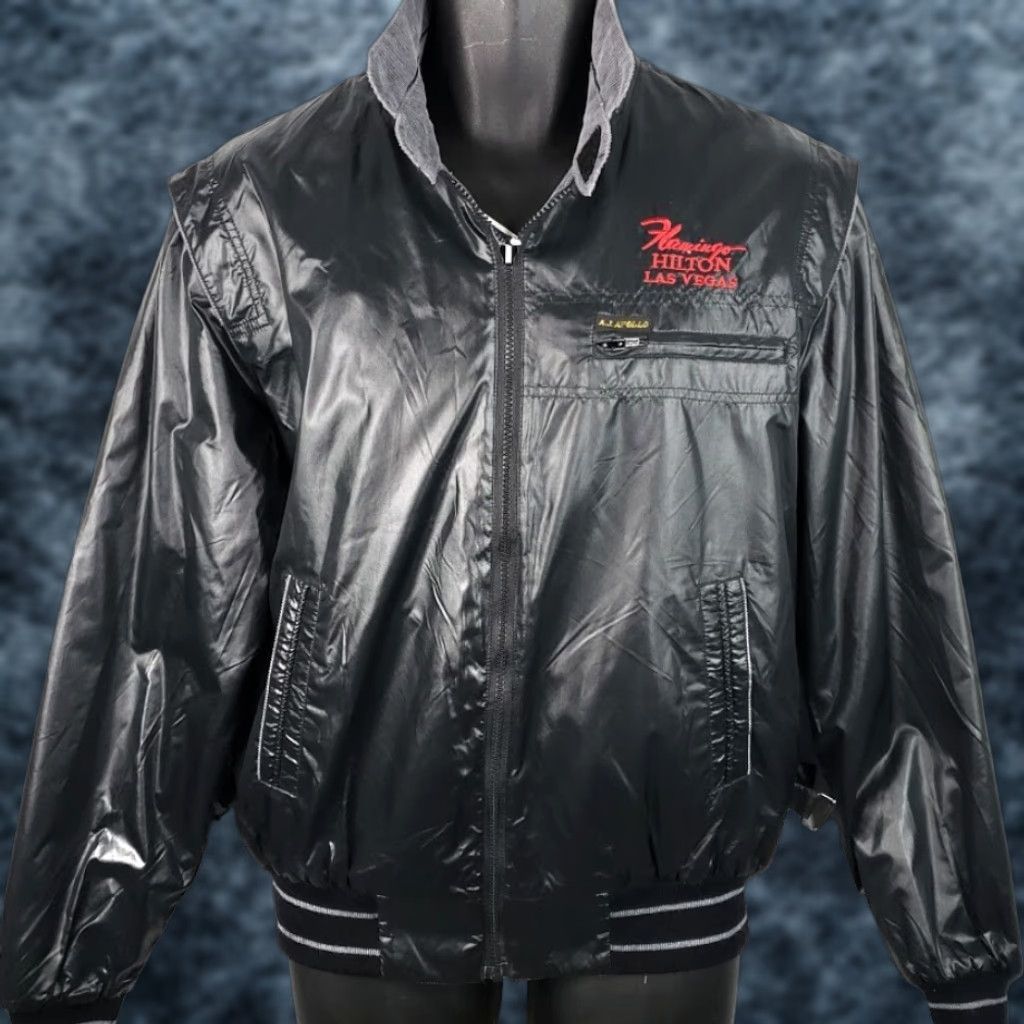 Vintage VINTAGE Flamingo Hilton Cafe Racer Jacket Mens Size Medium Black 80s Reversible Size US M / EU 48-50 / 2 - 1 Thumbnail