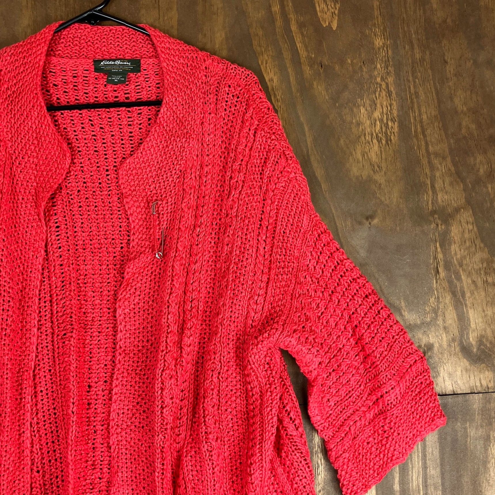 Eddie Bauer Eddie Bauer Cardigan Womens Red Open Linen Knit XL Sweater Knit Style Casual Workwear Holiday 90s? Size XL / US 12-14 / IT 48-50 - 5 Thumbnail