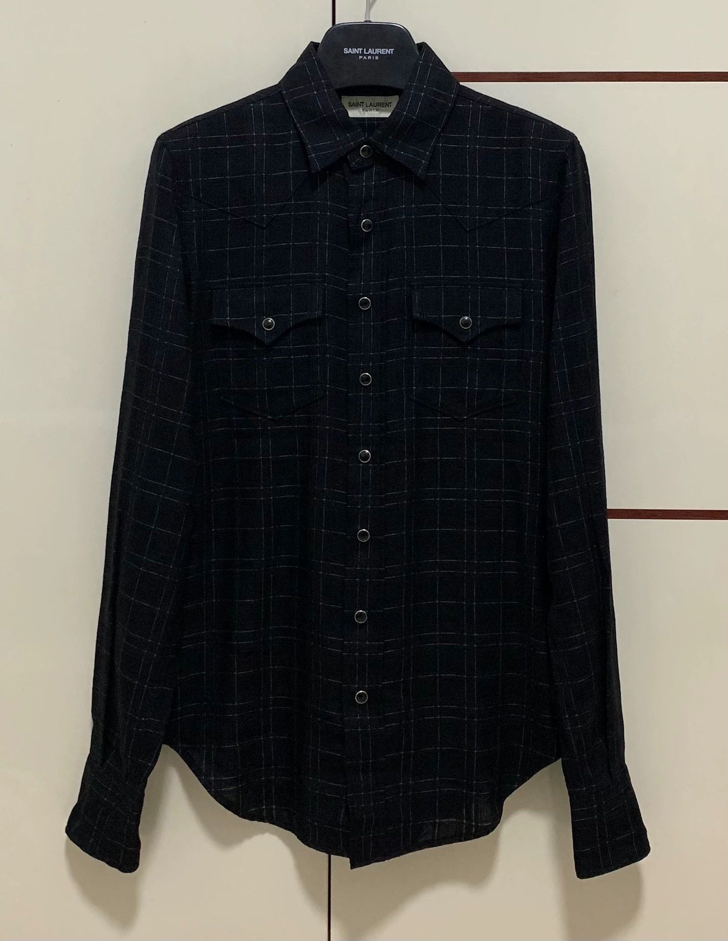 Saint Laurent Paris Saint Laurent SLP 20FW Runway Silver Thread Check Shirt M Size US M / EU 48-50 / 2 - 1 Thumbnail