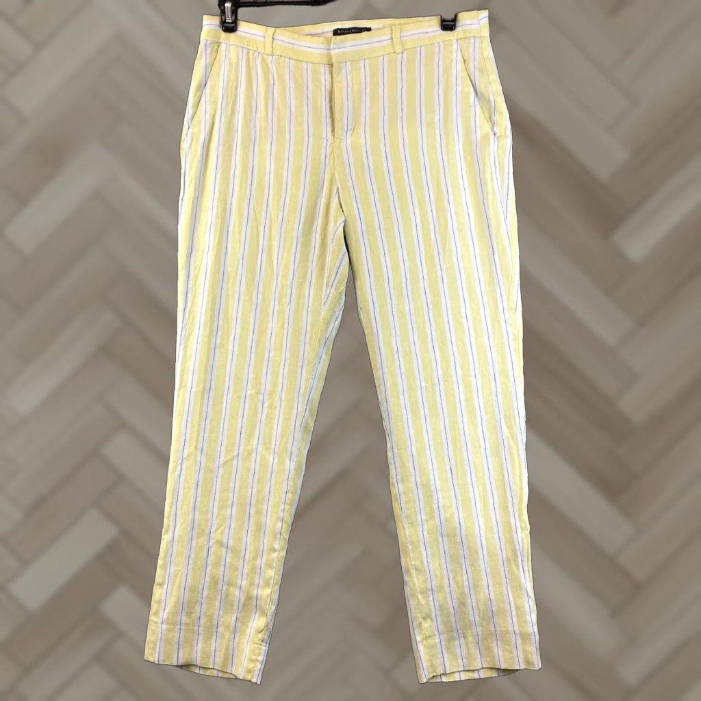 Banana Republic Banana Republic Women's Skinny Pants Size 6 Yellow Striped Cotton Casual Dress Pants Size 28" / US 6 / IT 42 - 1 Thumbnail