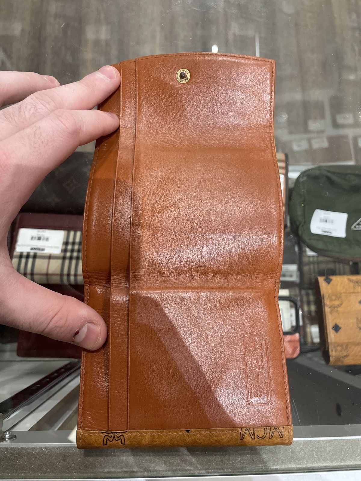 MCM MCM Monogram Trifold Brown Leather Wallet Size ONE SIZE - 2 Thumbnail