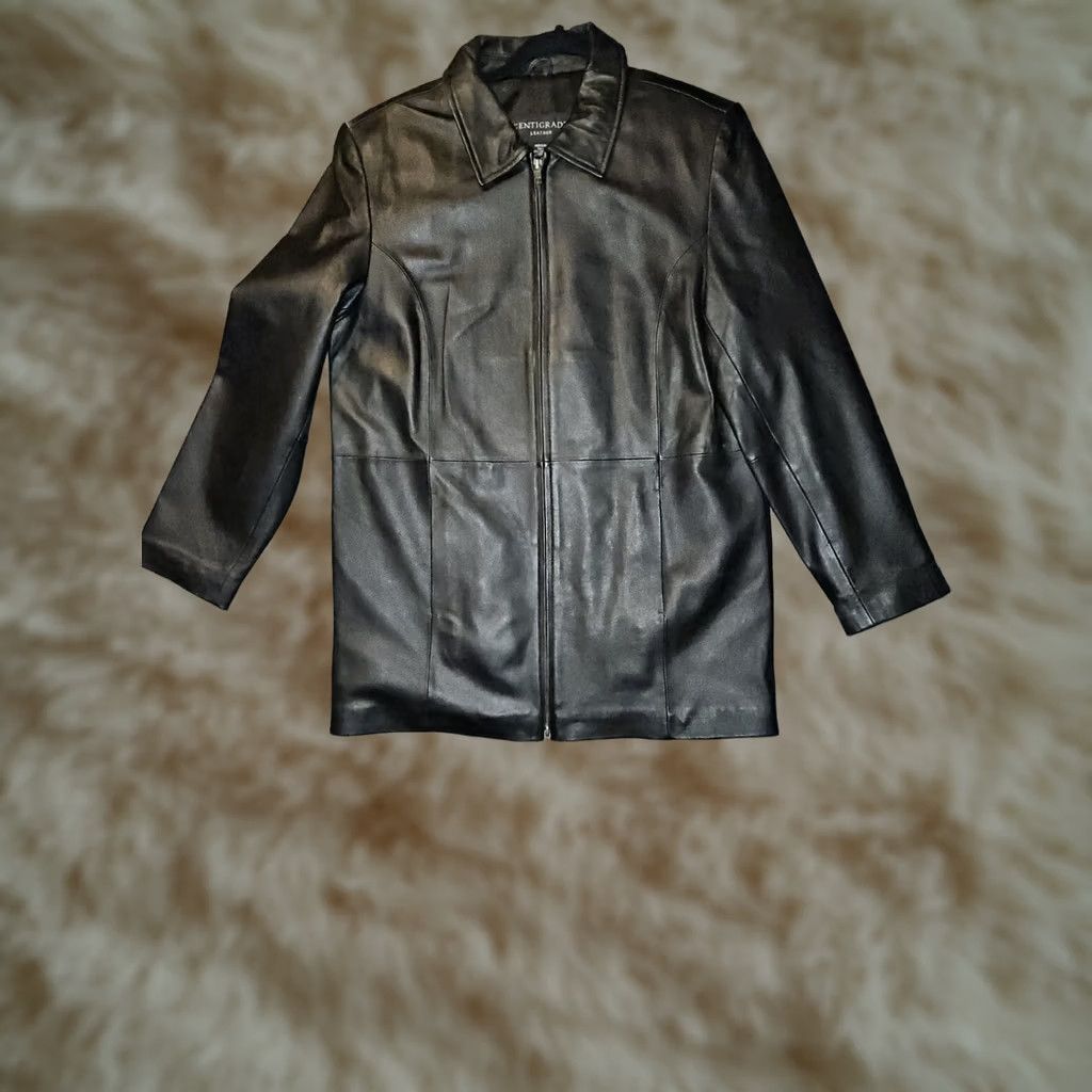 Vintage Centigrade Leather Jacket Women's M Black Shoulder Pads Pockets City Preppy Size M / US 6-8 / IT 42-44 - 1 Thumbnail