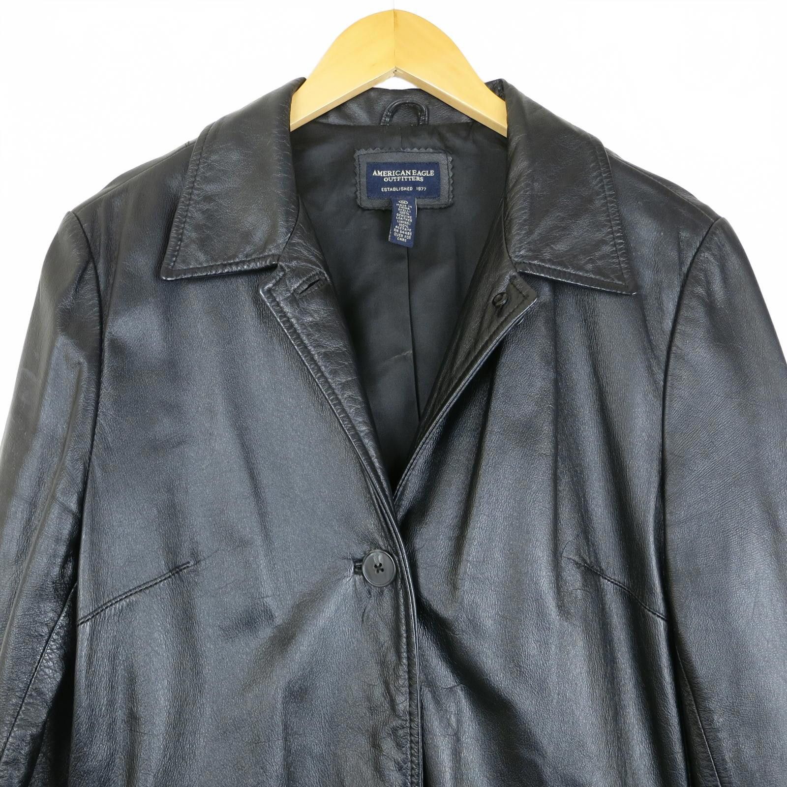American Eagle Outfitters American Eagle Black Leather Button-Up Car Coat Women's M Size M / US 6-8 / IT 42-44 - 2 Thumbnail
