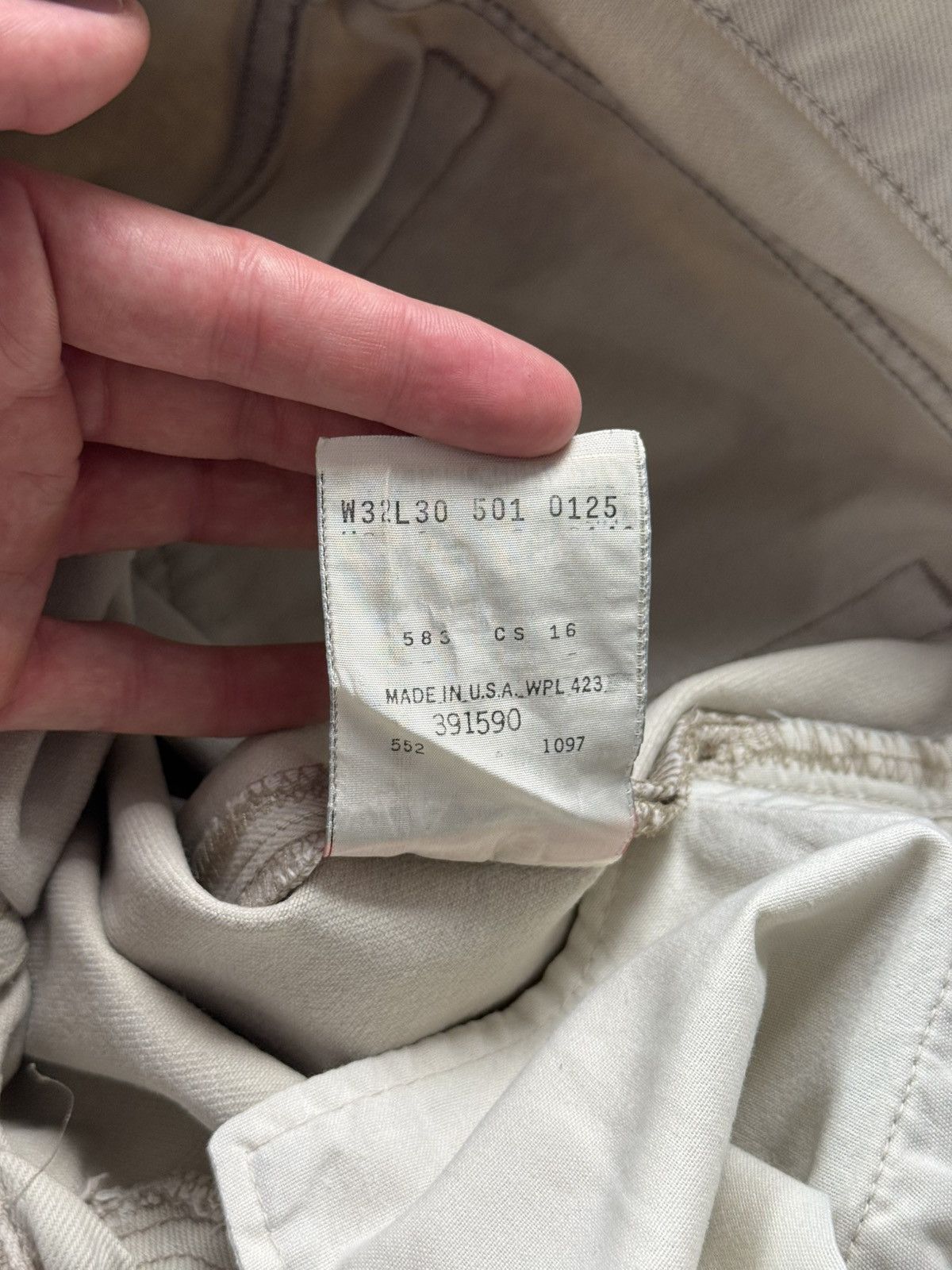 Levi's 1990’s Vintage Faded Levi’s 501 Light Beige Jeans Pants Size US 32 / EU 48 - 13 Thumbnail