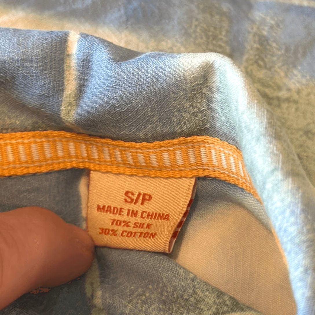 Tommy Bahama Tommy Bahama Shirt Silk Blend Short Sleeve Button-Down Mens S Yellow Cream Size S Small Size US S / EU 44-46 / 1 - 7 Thumbnail