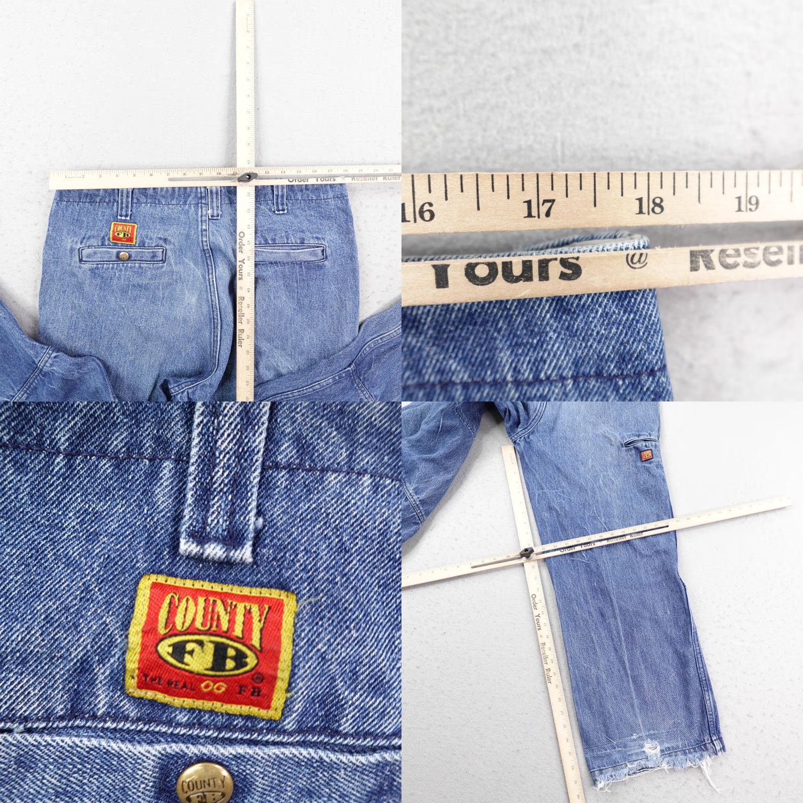 Vintage VINTAGE FB County Jeans Mens 38 Blue Denim Wide-Leg Baggy Carpenter Distressed Jeans Mens 38 Blue Denim Grunge Distressed Pockets Zip Size US 38 / EU 54 - 8 Thumbnail