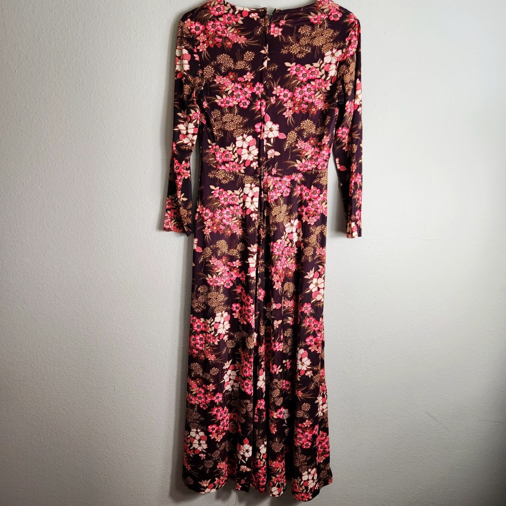 Vintage VINTAGE Handmade Womens 70s Plum Floral Maxi Dress 3/4 Sleeve Size M Purple Bohemian Day Dress Womens Size M / US 6-8 / IT 42-44 - 7 Thumbnail