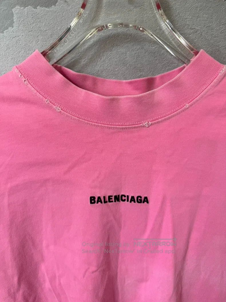 Balenciaga Balenciaga Pink Washed Aged Embroidered Letter Short-sleev Size US M / EU 48-50 / 2 - 3 Thumbnail