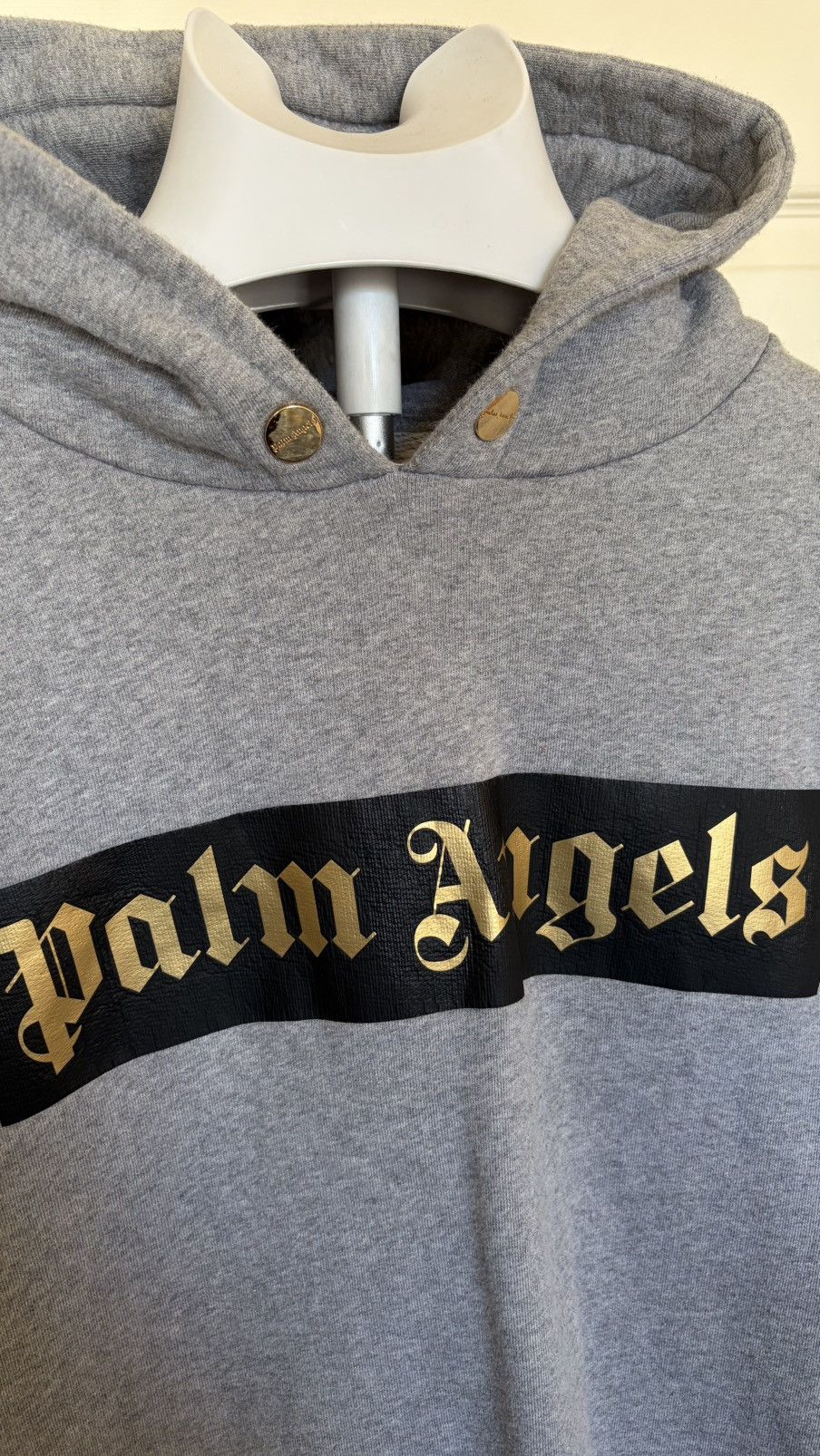 Palm Angels Palm Angels Logo Hoodie Grey Gold Print Size XL Slim Fit Size US XL / EU 56 / 4 - 4 Thumbnail
