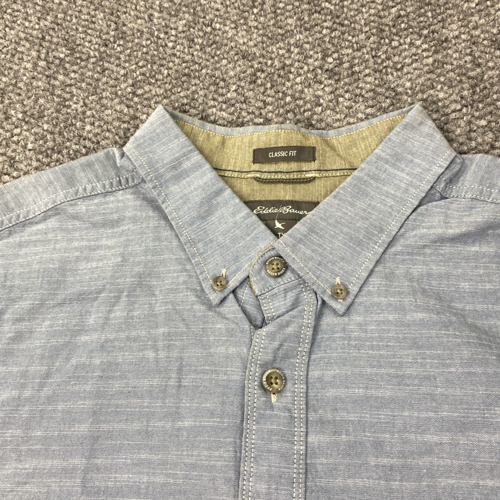 Eddie Bauer Eddie Bauer Shirt Mens XLT Light Blue Chambray Classic Fit Short Sleeve Button-Up Collared Pocketed - Mens Size US XL / EU 56 / 4 - 4 Thumbnail