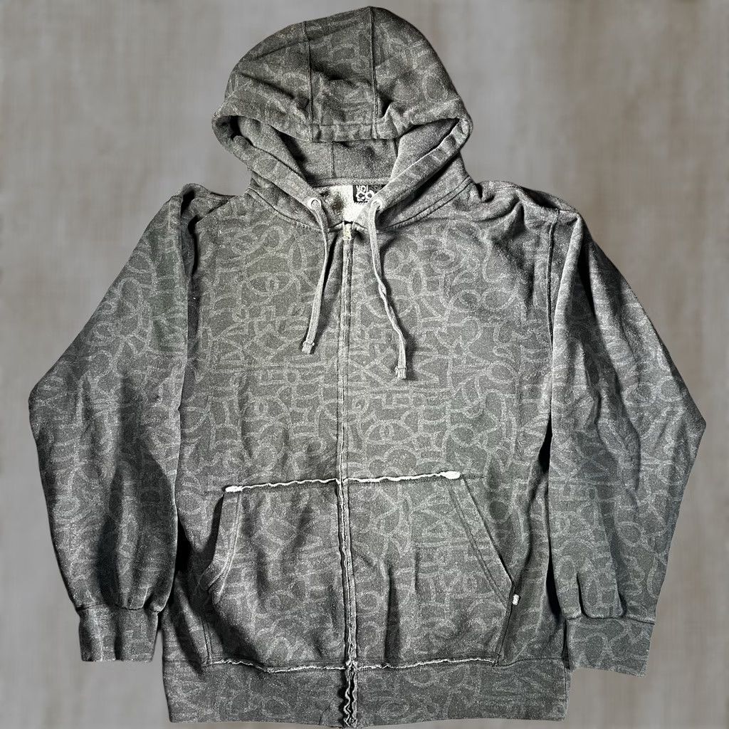 Volcom VINTAGE Volcom Hoodie Mens L Surf Skate Grunge All Over Print Y2K Zip Up Black Size US L / EU 52-54 / 3 - 1 Thumbnail