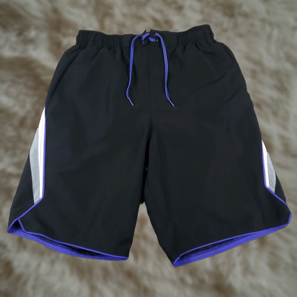 Nike Nike Shorts Mens Medium Black Swoosh Lace Tie Beach Board Swim Trunks Comfort Back Pocket Breathable Drawstring Pockets Men's Bottom Size US 31 - 1 Thumbnail