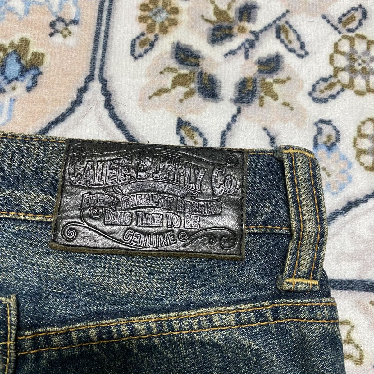 Freewheelers CALEE SUPPLY Denim Selvedge Jeans Dirty Blue Repaired Size US 32 / EU 48 - 22 Thumbnail