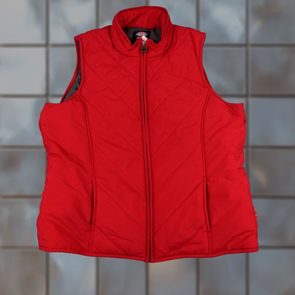 Dickies Dickies Puffer Vest Womens L Red Sleeveless Quilted Pockets Work Wear Winter Nylon Full Zip Size L / US 10 / IT 46 - 1 Thumbnail