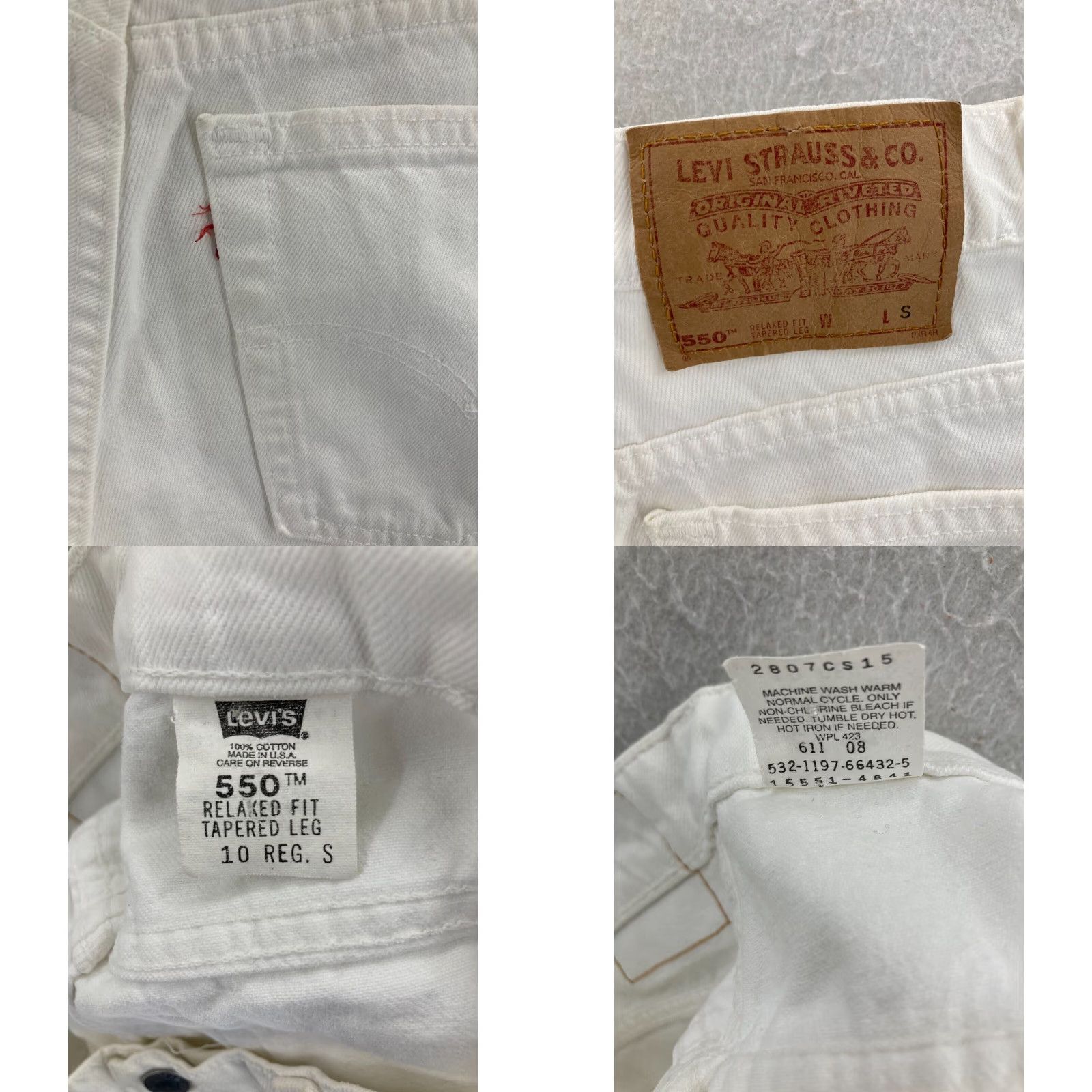 Levi's Womens Levis 550 Shorts High Rise White Denim Raw Hem Extra Large XL Size 32" / US 10 / IT 46 - 8 Thumbnail