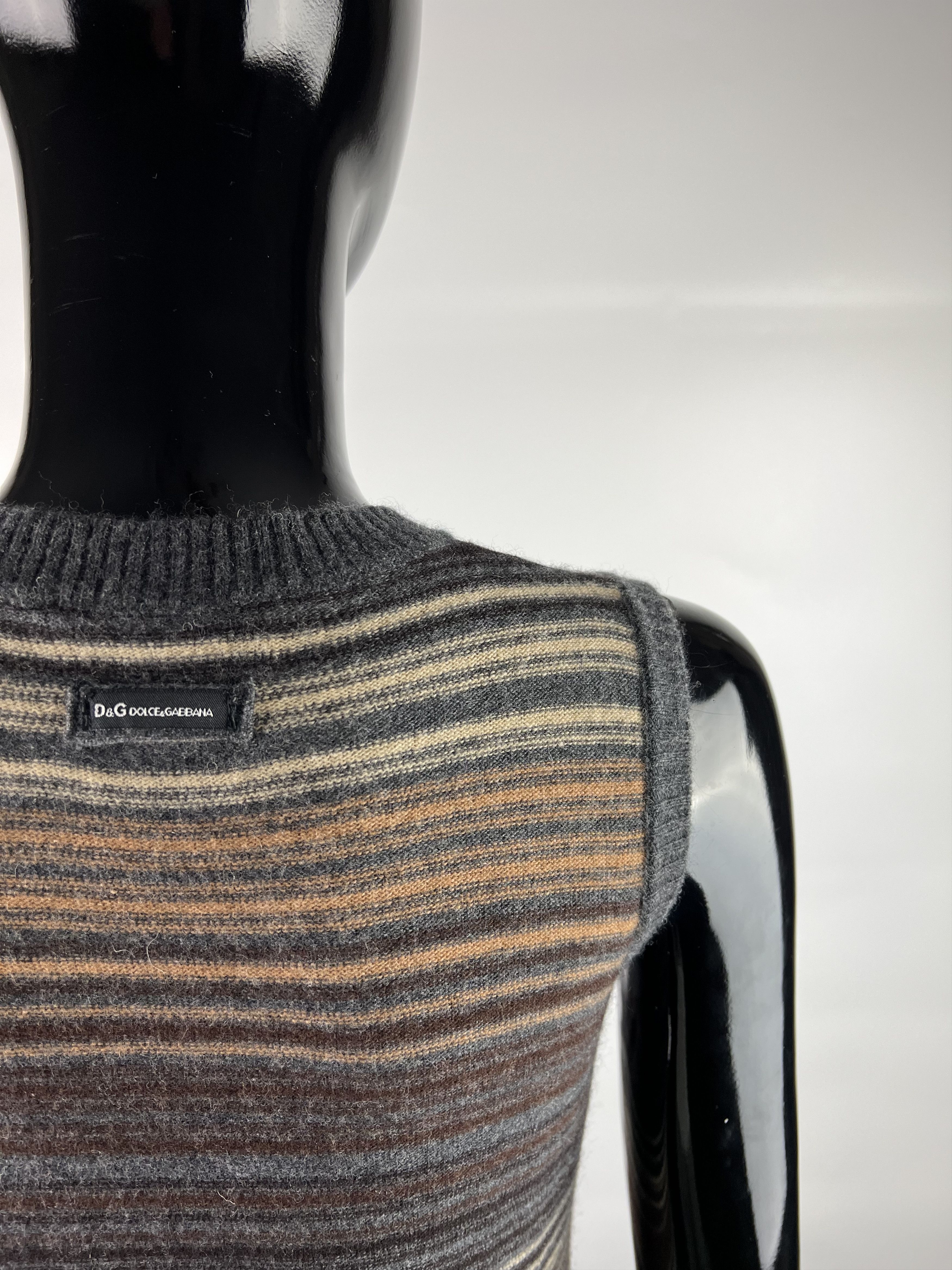 Dolce & Gabbana Dolce & Gabbana Striped Wool V-Neck Vest Size S Size S / US 4 / IT 40 - 5 Thumbnail