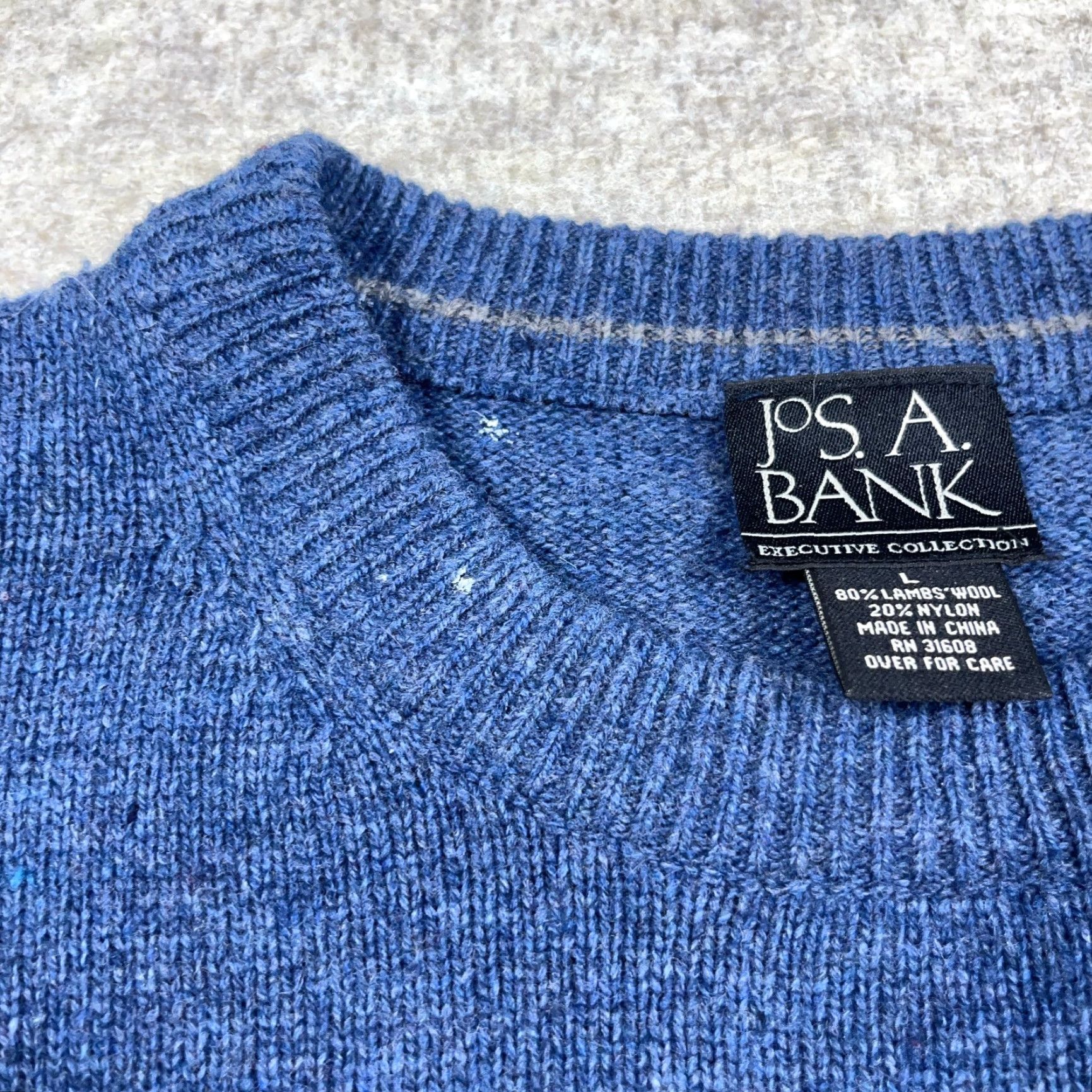 Jos. A. Bank Jos A Bank Sweater Men Large Blue Wool Crewneck Pullover Solid Knit Classic Casual Winter Fall L Mens Size US L / EU 52-54 / 3 - 4 Thumbnail