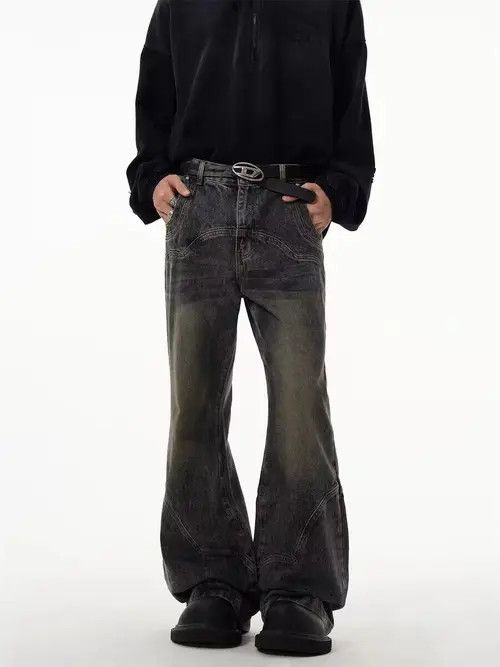 VIBE Retro heavy distressed micro flared patchwork jeans Size US 32 / EU 48 - 6 Thumbnail