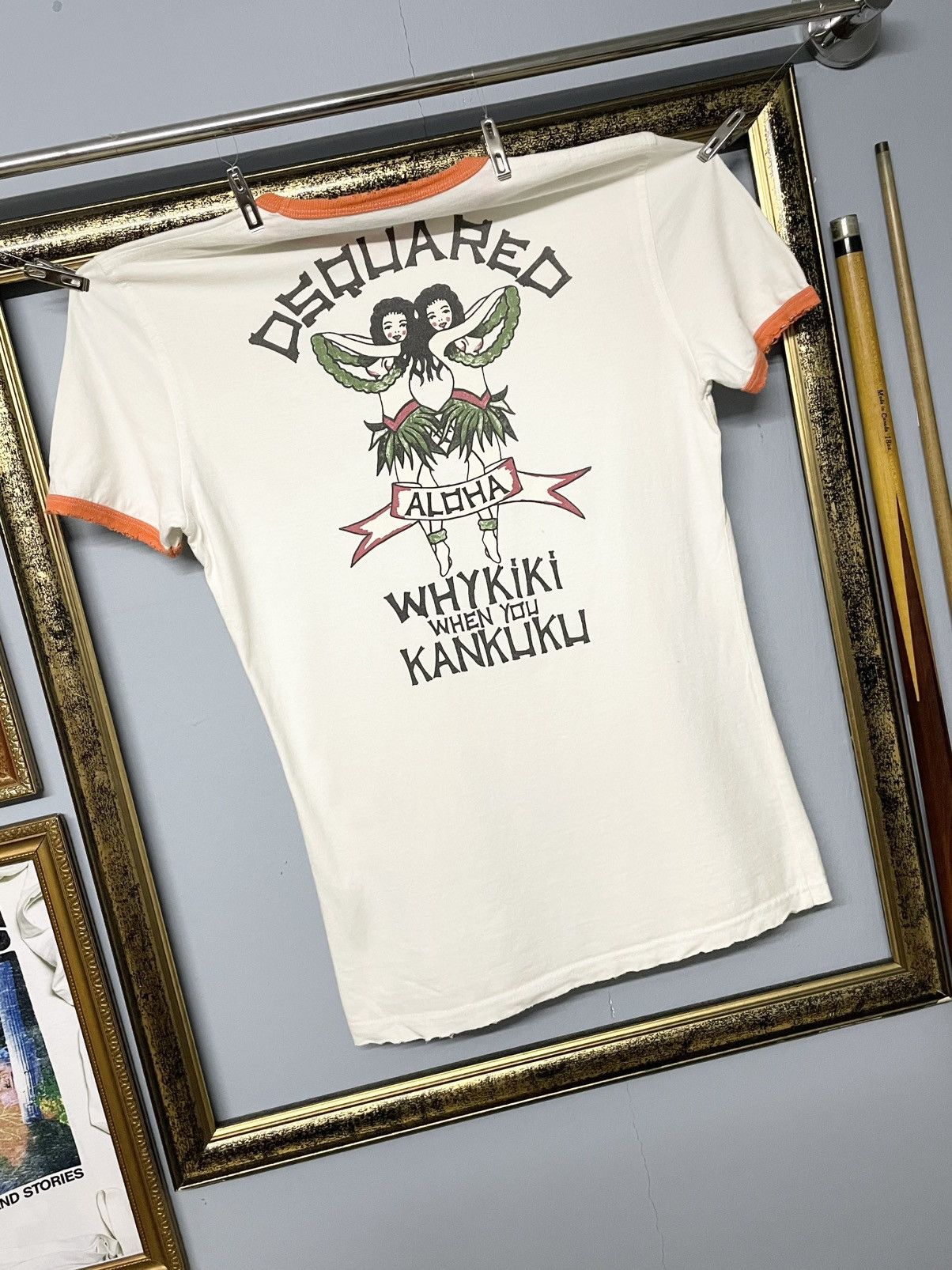 Dsquared2 Vintage Designer Dsquared Hula Dancers Aloha Hawai Tshirt Size US XS / EU 42 / 0 - 2 Thumbnail