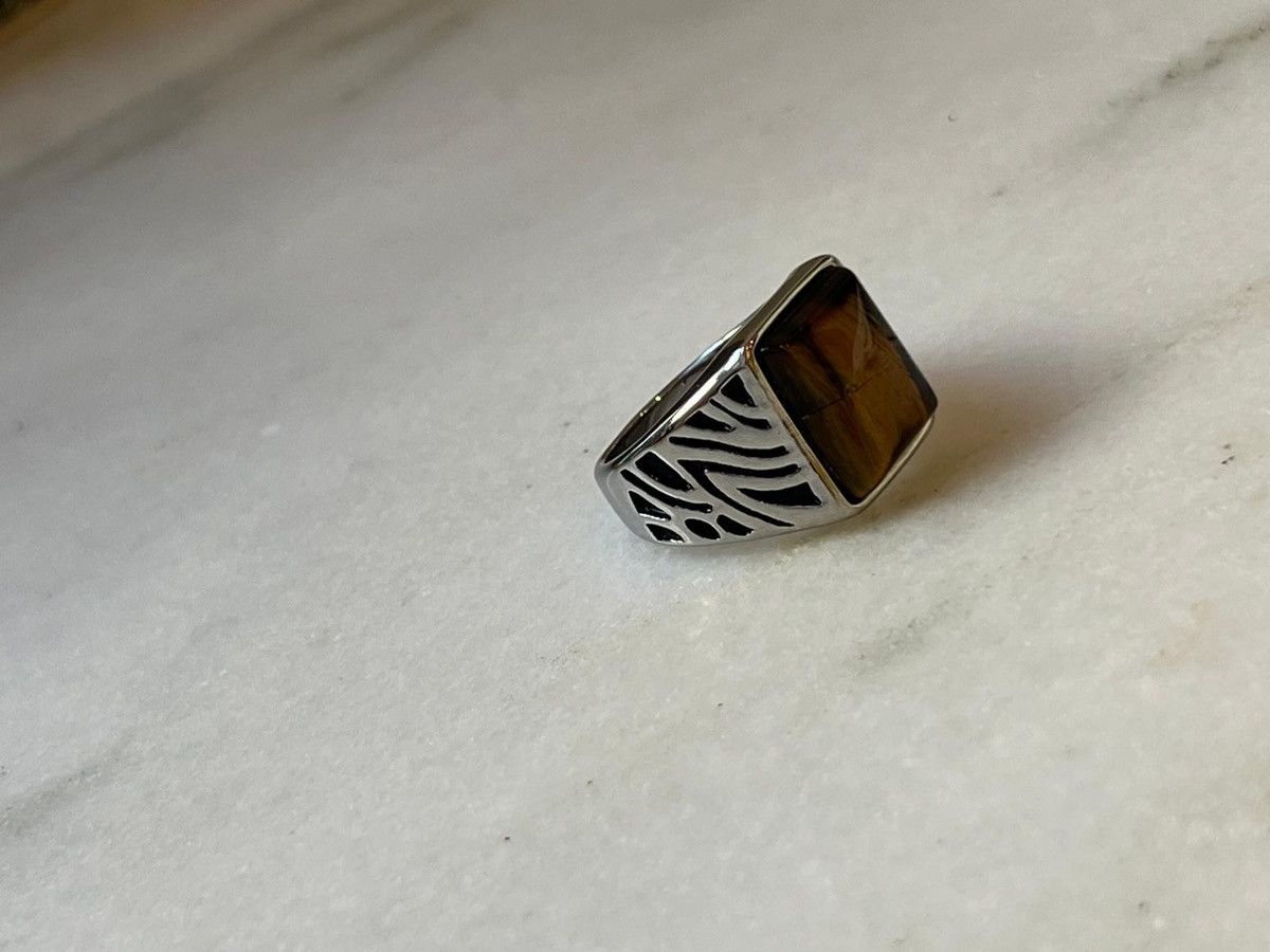Vintage Silver tiger eye ring Size ONE SIZE - 2 Thumbnail