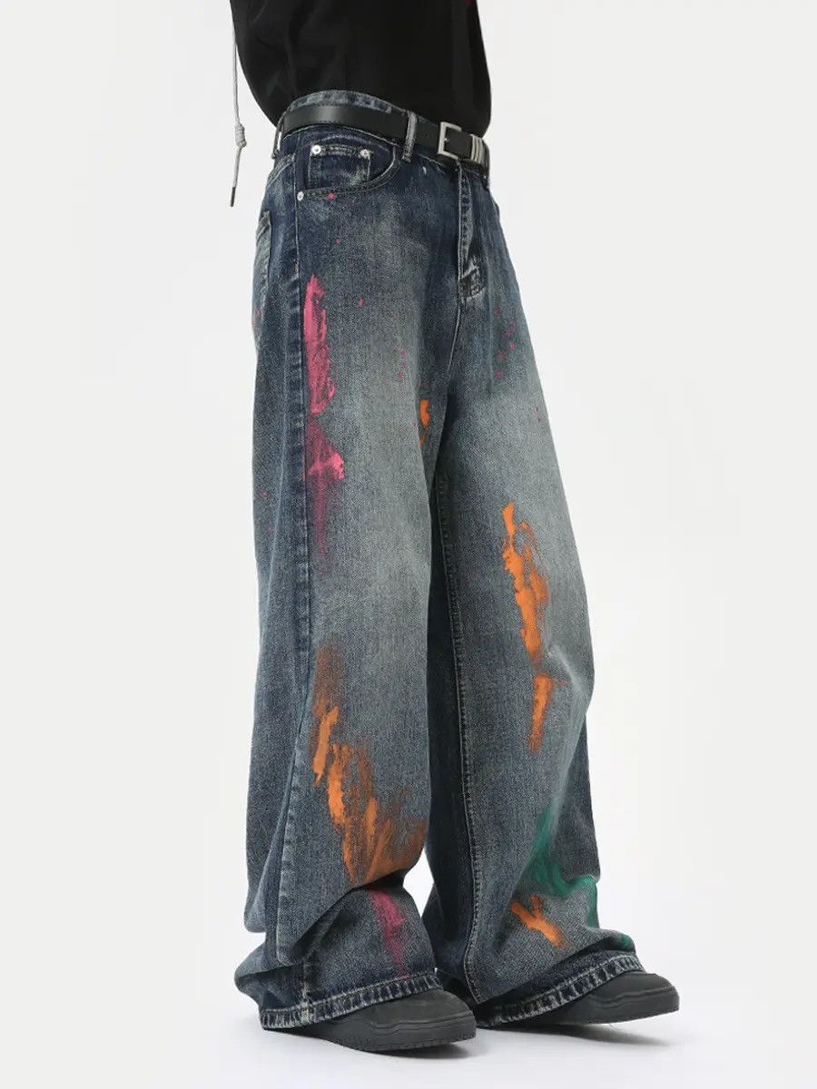Japanese Brand Retro loose high street graffiti jeans Size US 32 / EU 48 - 2 Thumbnail