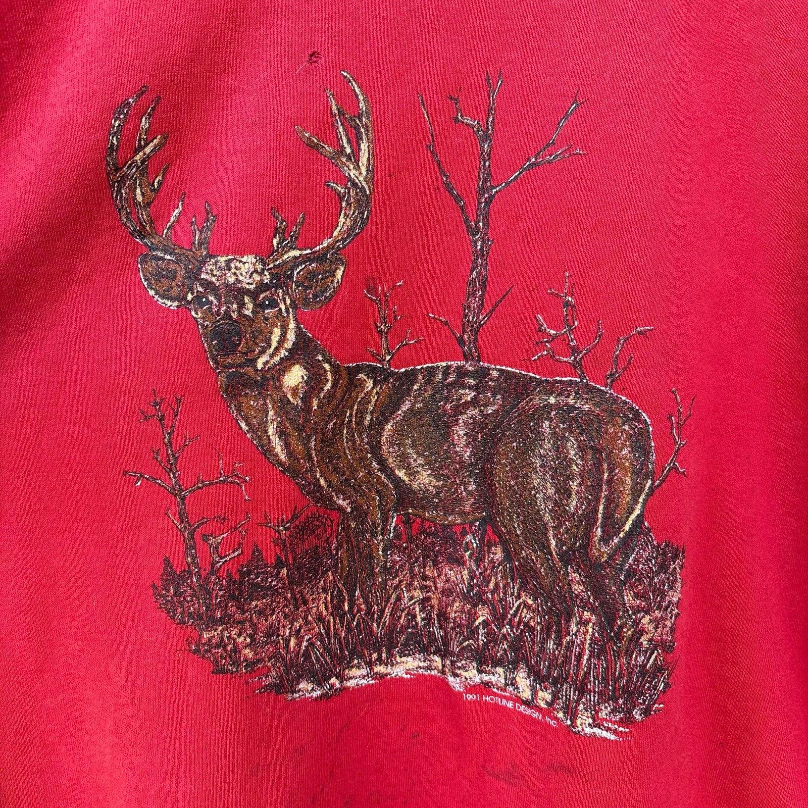Tultex Vintage 80s wildlife deer sweatshirt Size US XL / EU 56 / 4 - 5 Thumbnail