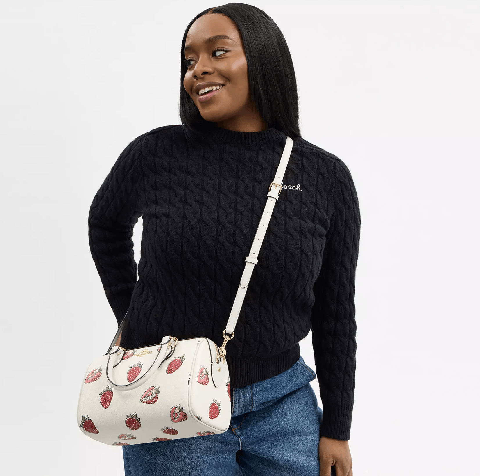 Coach Rowan Satchel Bag With Strawberry Print CAL63 Size ONE SIZE - 8 Thumbnail