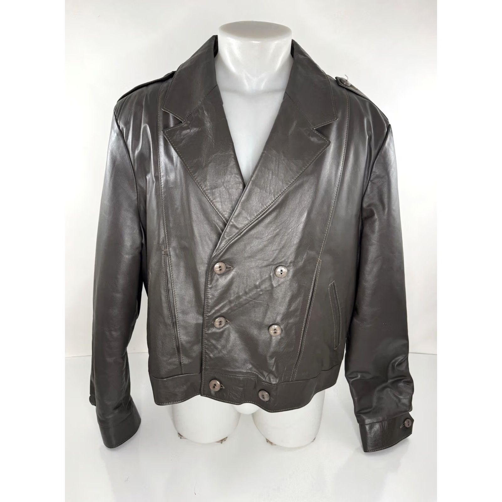 Oleg Cassini OLEG CASSINI Leather Double Breasted Vintage Mens 46 Bomber Jacket Gray 90s Men’s Hoodie? Size US S / EU 44-46 / 1 - 2 Thumbnail
