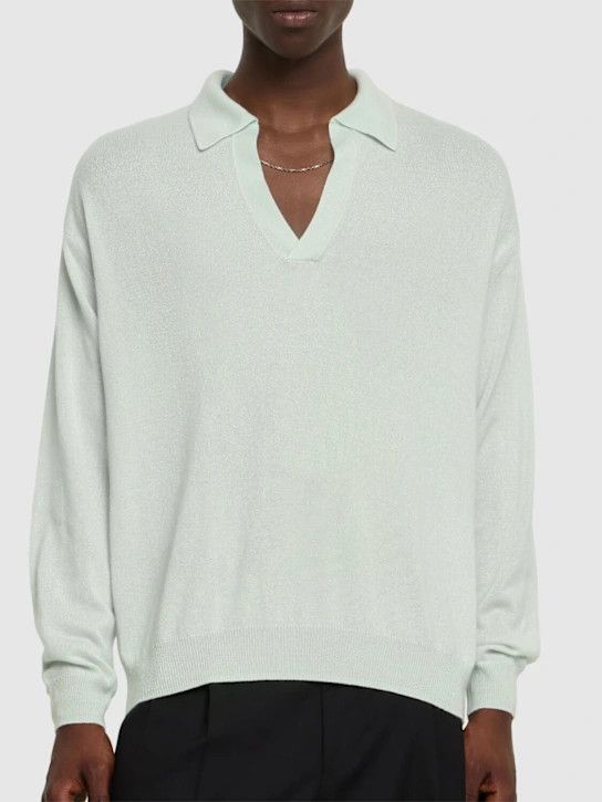 Auralee o1lsvrm0425 Silk Knit Skipper Polo in White Size US XS / EU 42 / 0 - 3 Thumbnail
