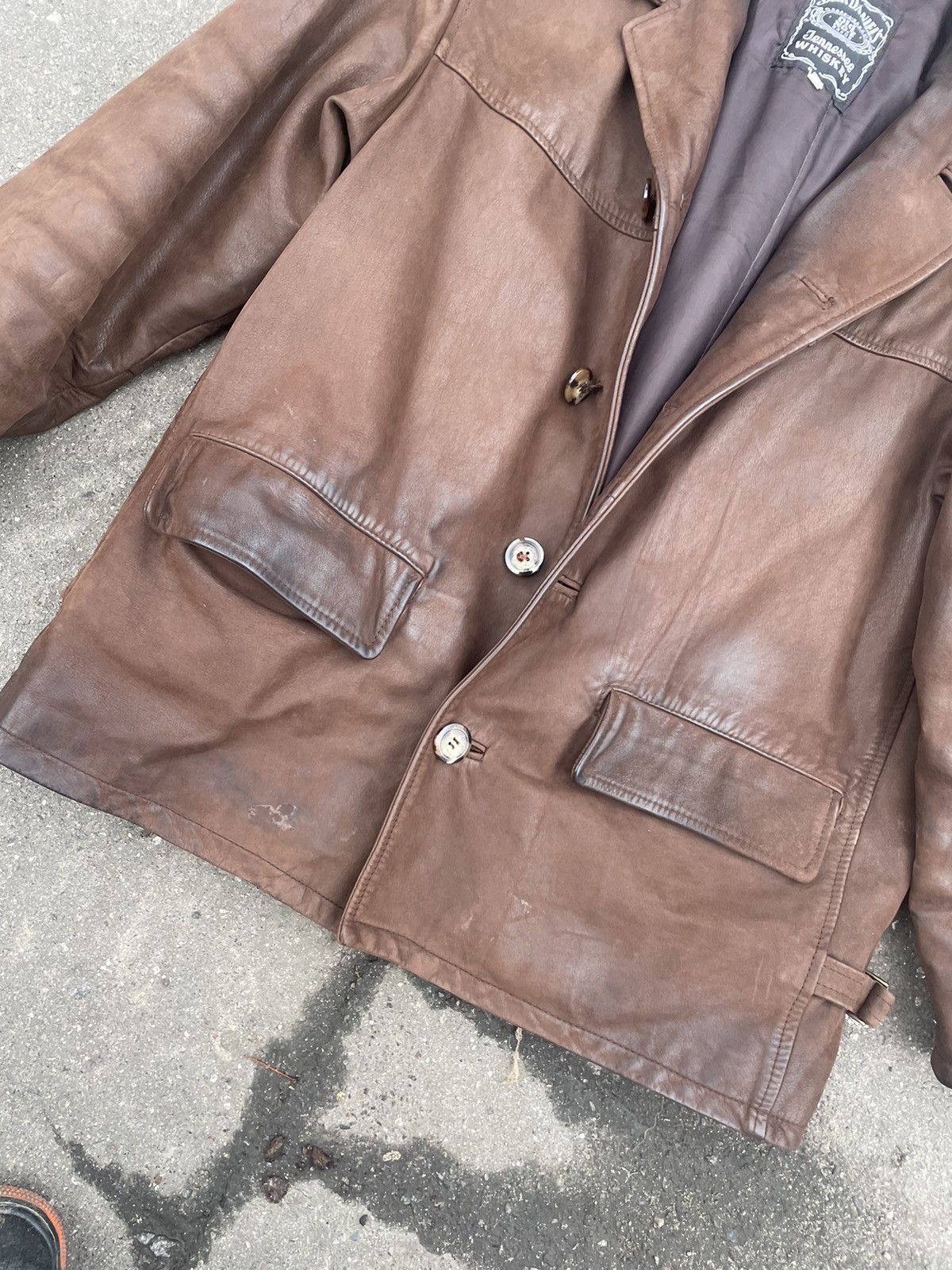 Vintage Jack Daniels Vintage faded Leather Jacket Y2K Size US S / EU 44-46 / 1 - 2 Thumbnail