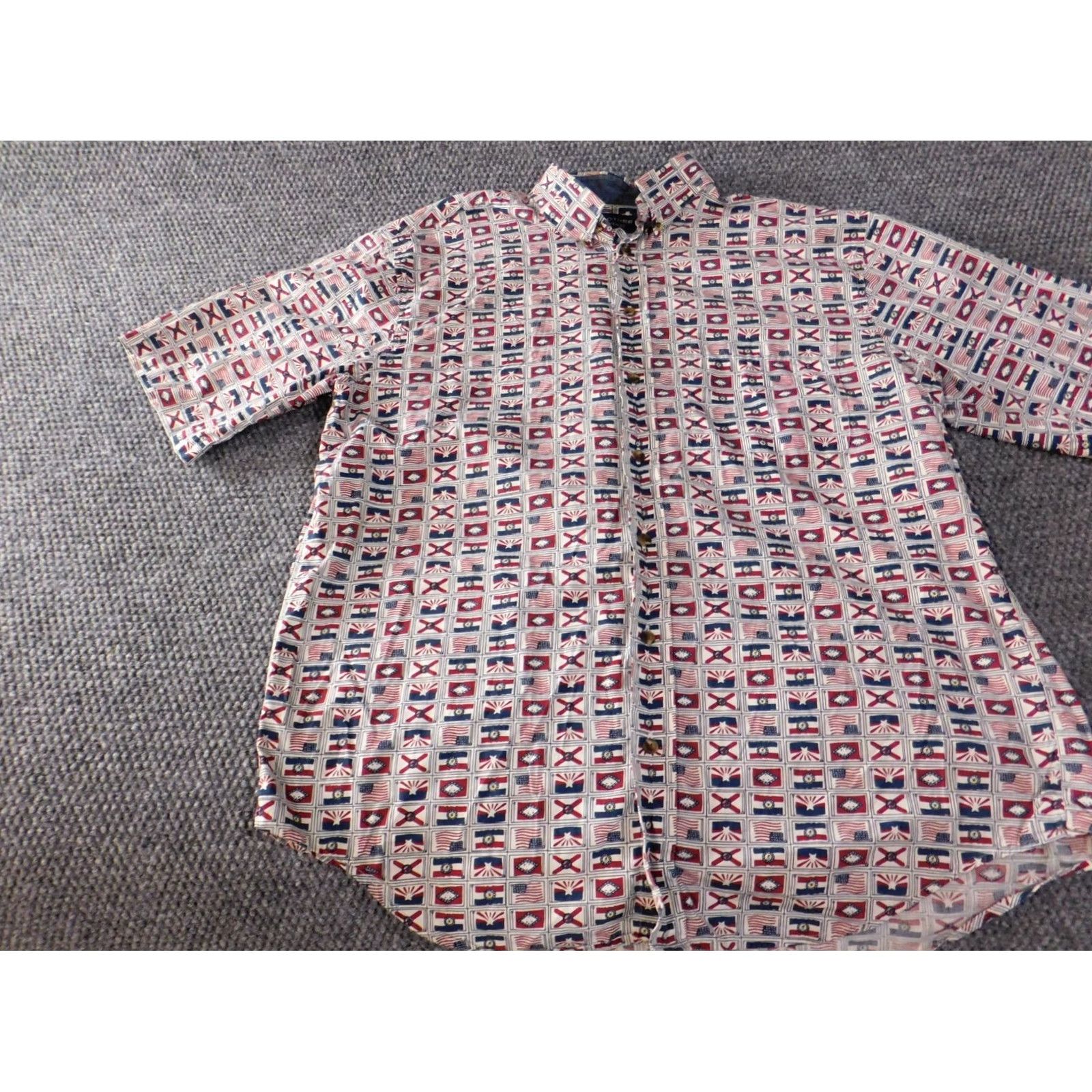Roundtree & Yorke Roundtree & Yorke Mens Shirt Red Button-Down Casual Geometric Pattern Short Sleeve M Size US M / EU 48-50 / 2 - 3 Thumbnail