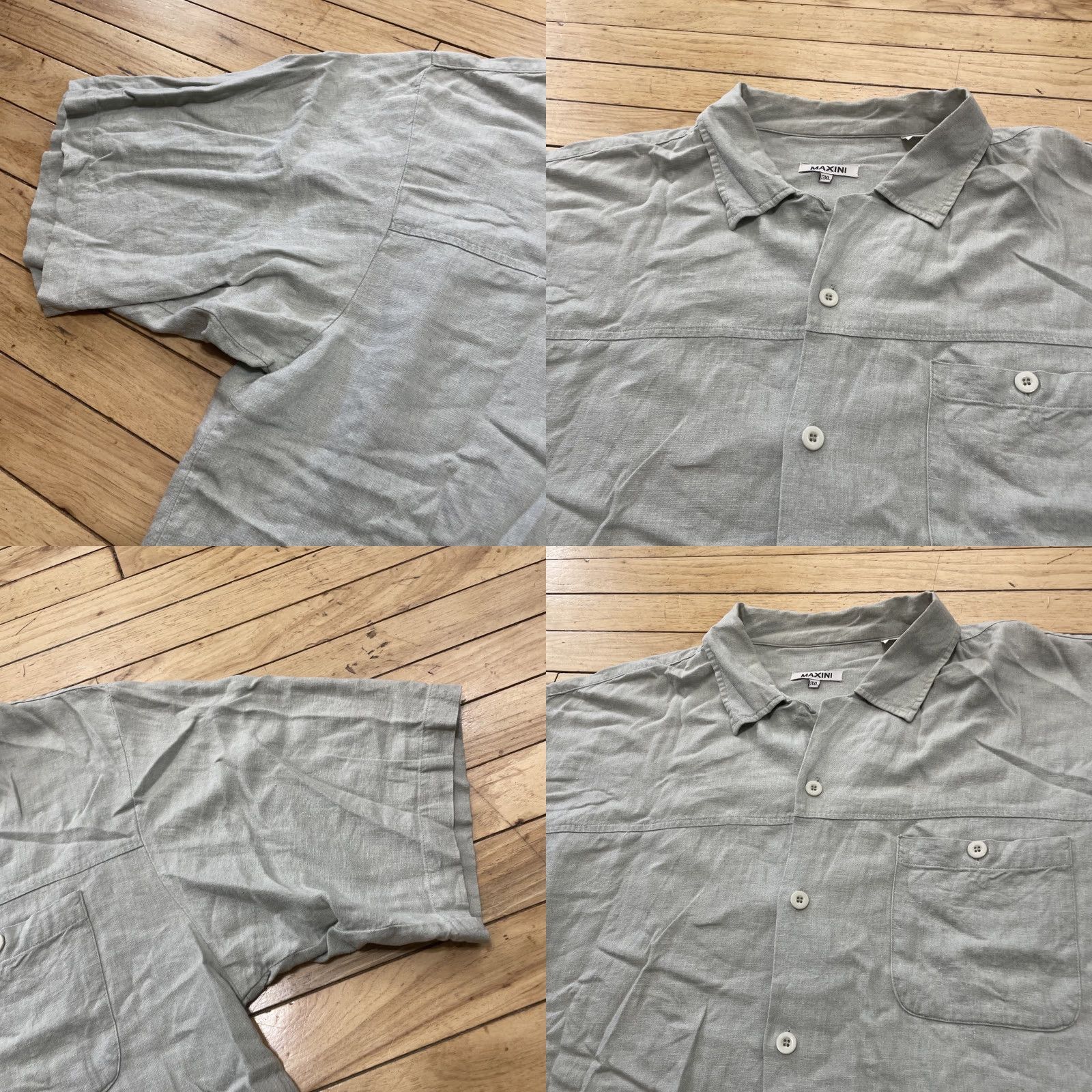 Vintage VINTAGE Inserch Maxini Linen Shirt Men 3XL Button-Up Short Sleeve Collared Relaxed Green Linen Men Casual Summer Spring 3XL Mens Size US XXL / EU 58 / 5 - 9 Thumbnail