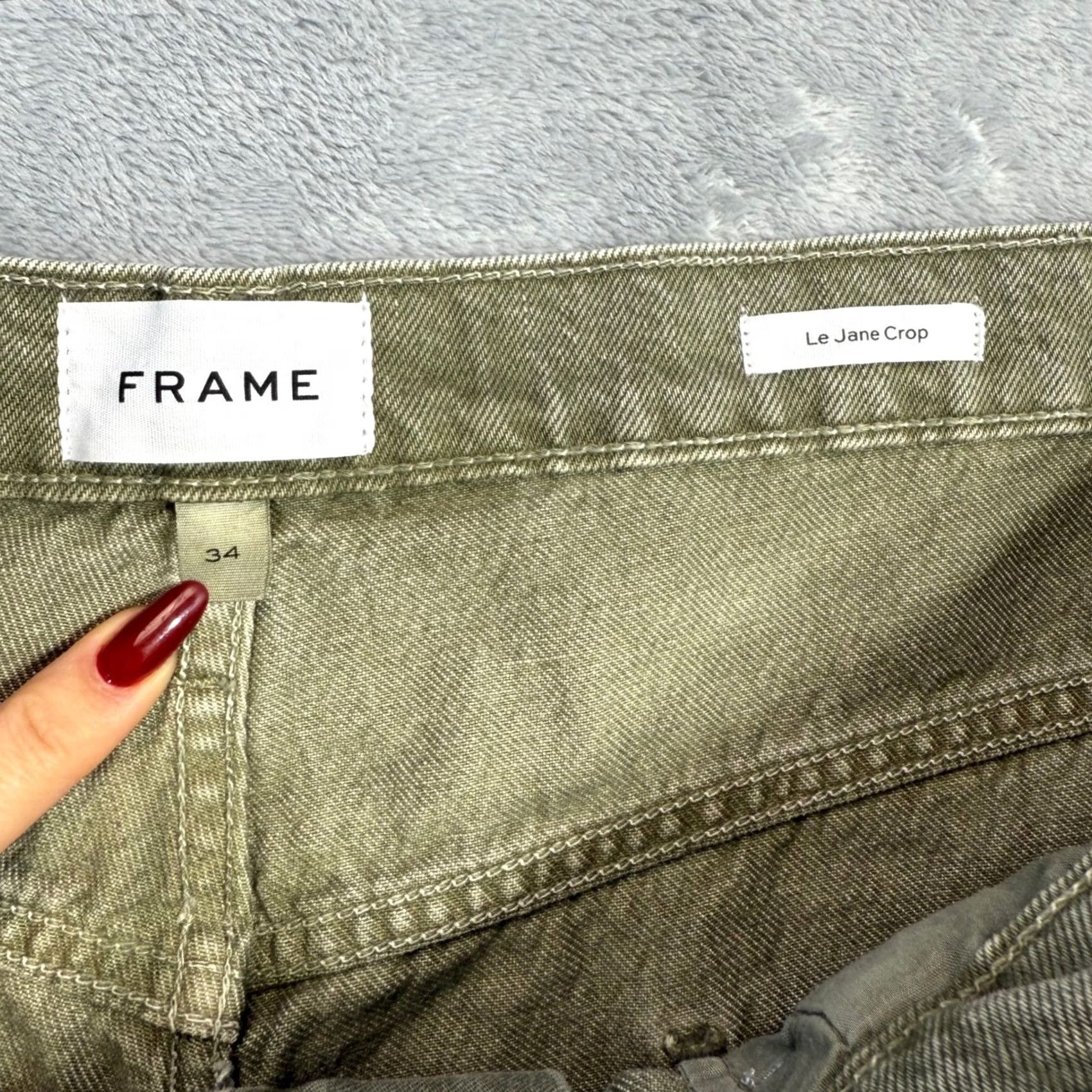 Frame FRAME Le Jane Crop Olive Green High Rise Straight Leg Jeans Women's 34 NEW Size 24" / US 00 / IT 34 - 7 Thumbnail