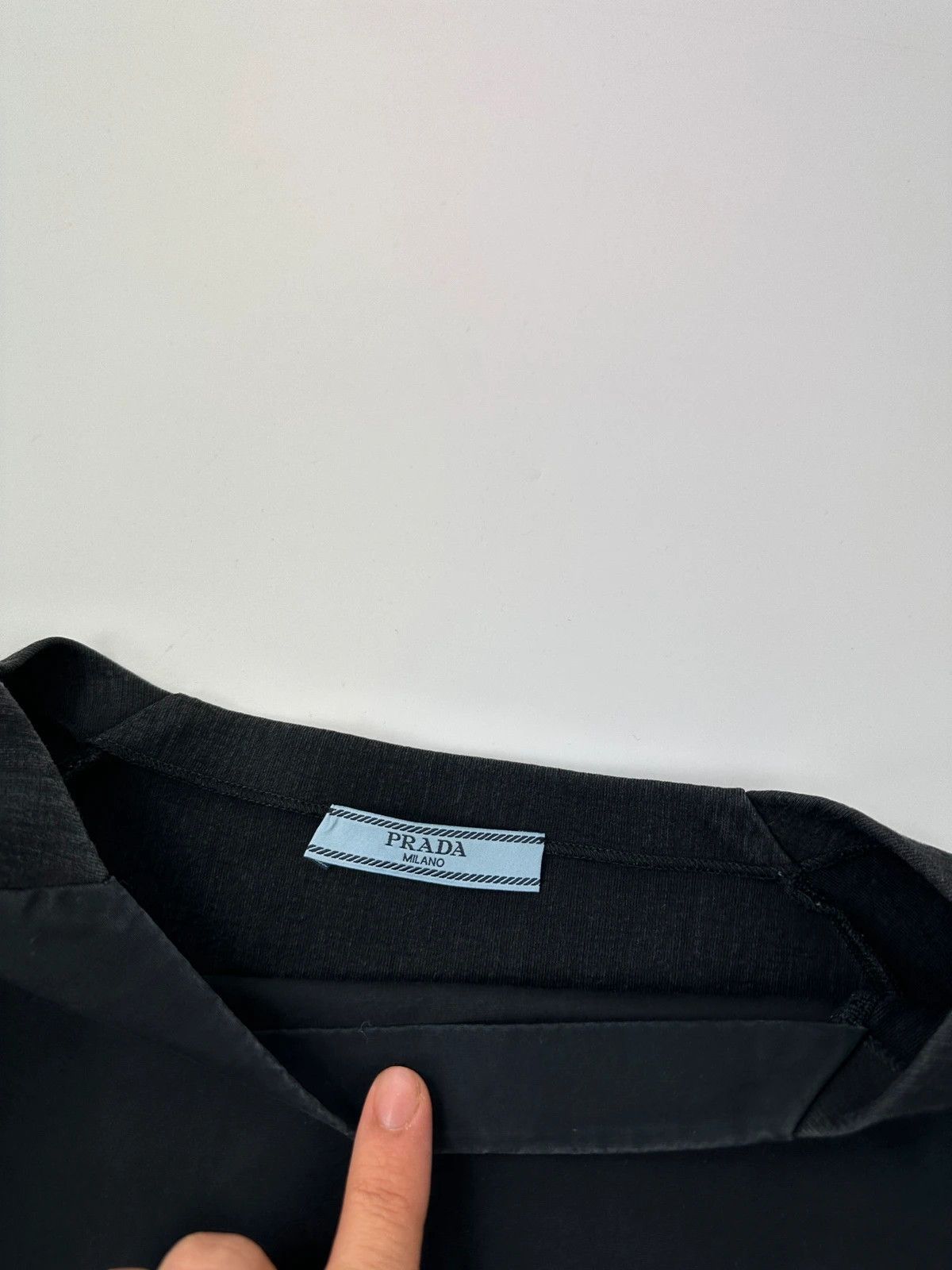 Prada Prada Milano SS2015 Black Cottons & Nylon Crop Top Tee Size M / US 6-8 / IT 42-44 - 6 Thumbnail
