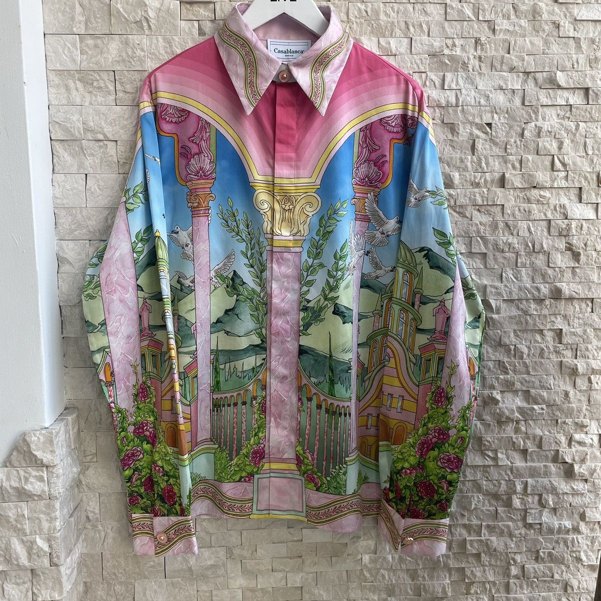 image of Casablanca Le Jardin Ideal Collar Long Sleeve Shirt Size Xxl, Men's