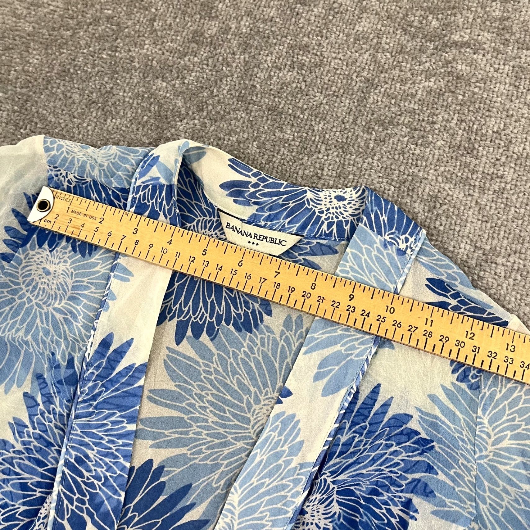 Banana Republic Banana Republic Blouse Womens XS Multicolor Floral Silk Sheer Tie Front Flared Sleeve Size XS / US 0-2 / IT 36-38 - 6 Thumbnail