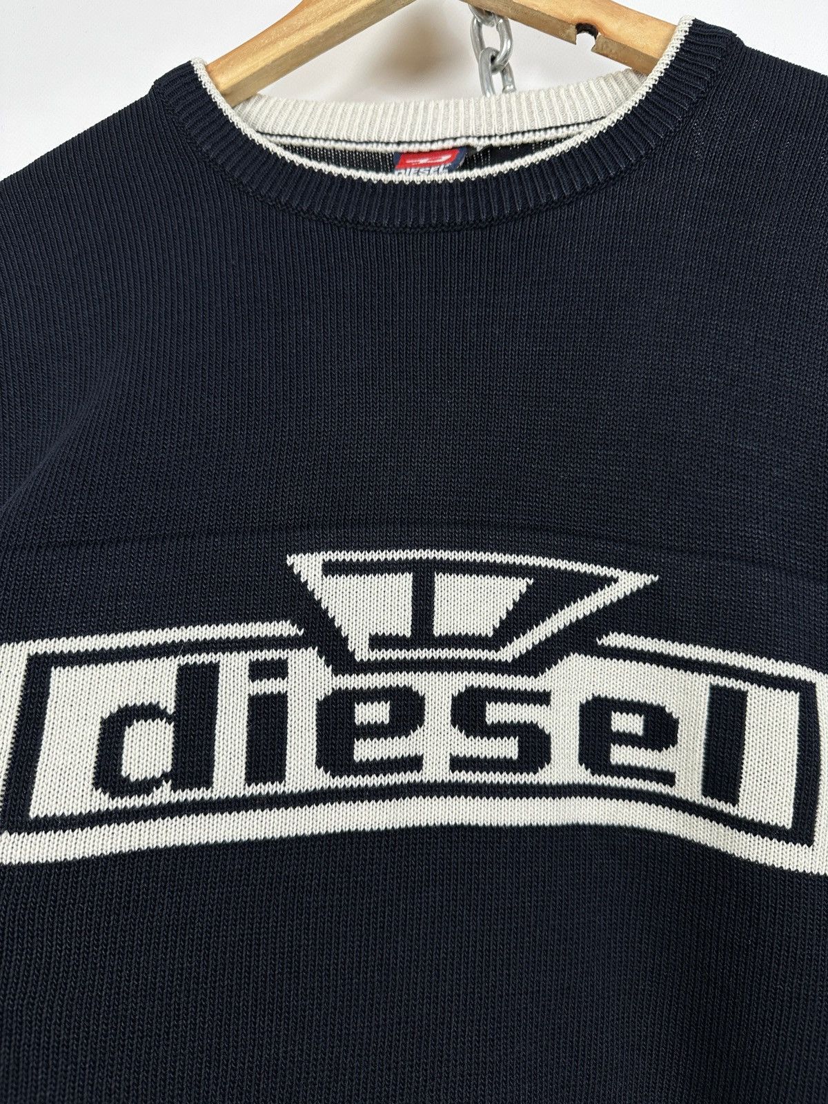 Diesel Vintage Diesel Y2K Big Logo Navy Blue Knit Sweater Size US L / EU 52-54 / 3 - 7 Thumbnail