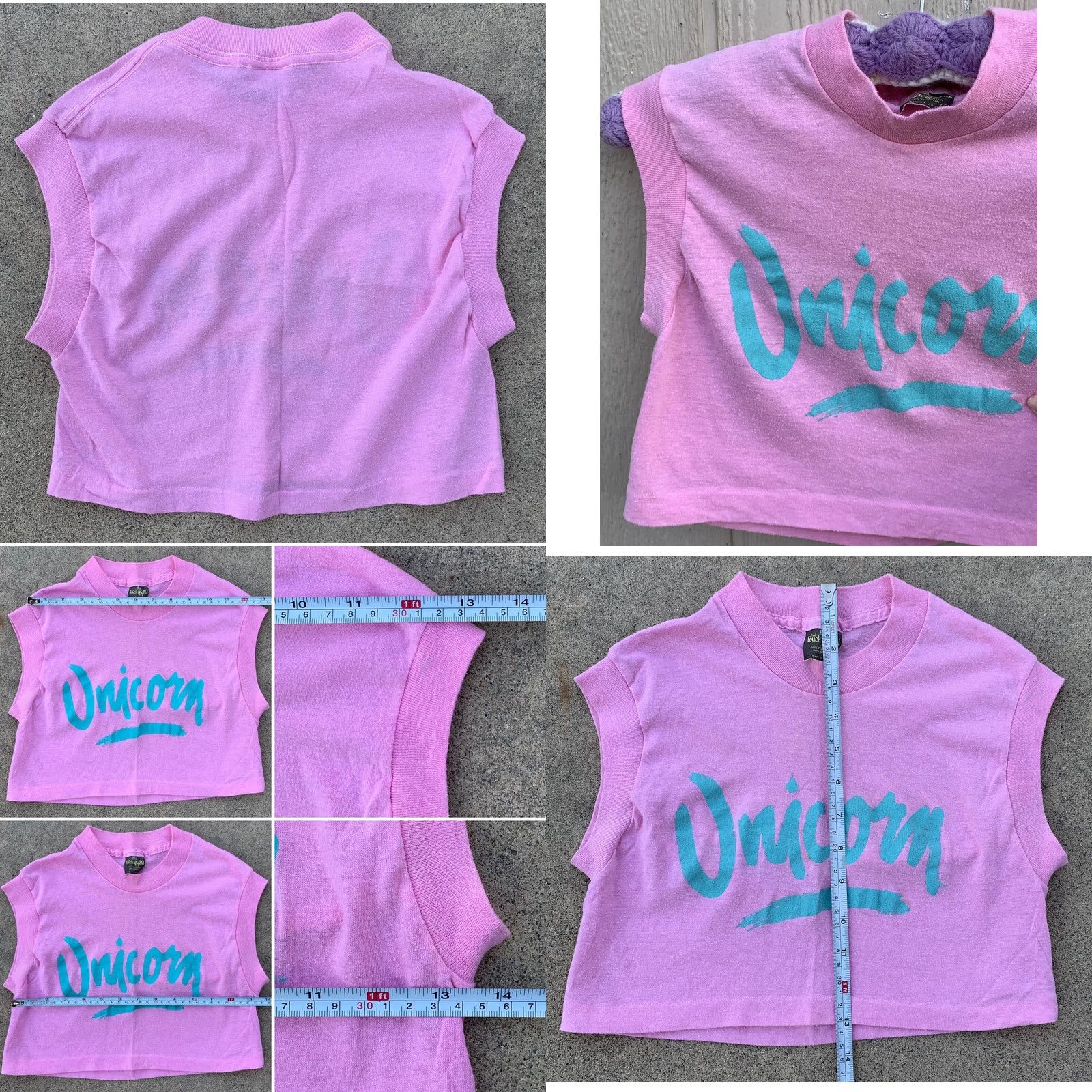 Vintage VINTAGE Unicorn Sleeveless Crop Top Muscle Tee T Shirt S 70s 80s Pink Touch Of Gold Regular Short Sleeve Shirt Womens Size S / US 4 / IT 40 - 8 Thumbnail