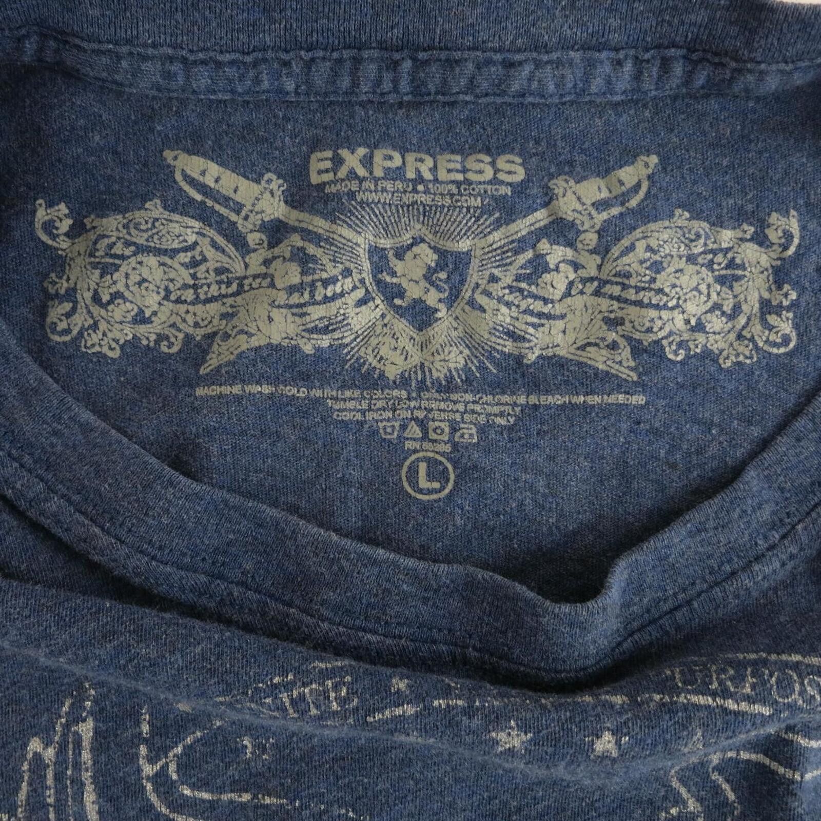 Express Express Blue Graphic Print Cotton T-Shirt Size L Size US L / EU 52-54 / 3 - 3 Thumbnail