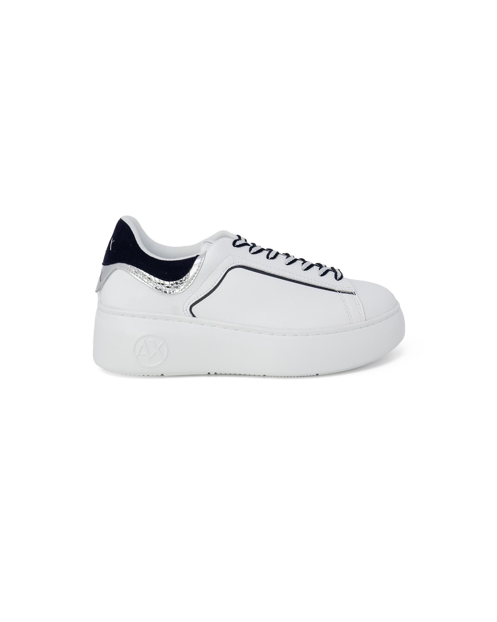 image of Armani Exchange Leather Sporty Sneakers in Blue, Women's (Size 11)